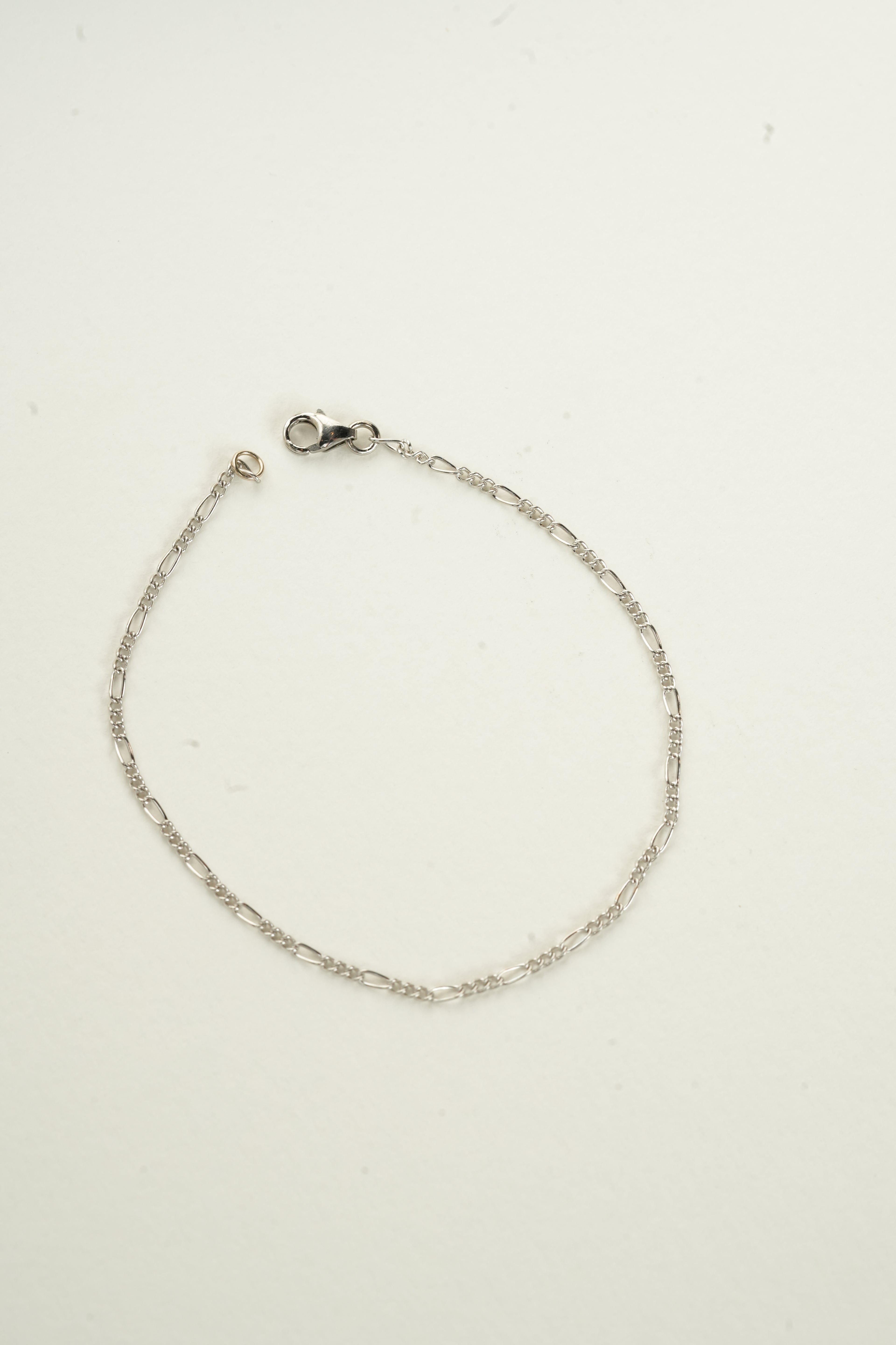 The Figaro Bracelet - 14K Solid White Gold