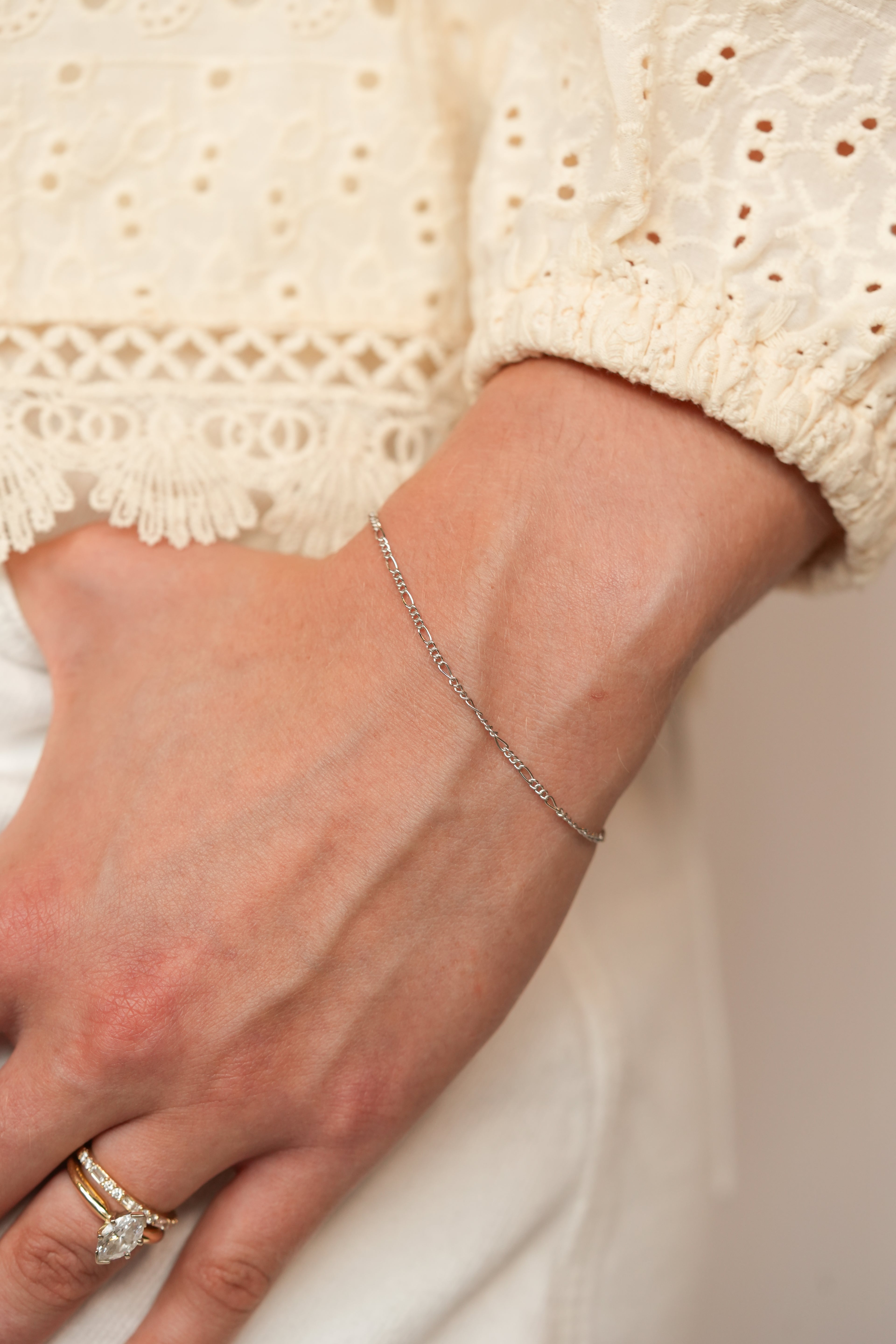 The Figaro Bracelet - 14K Solid White Gold