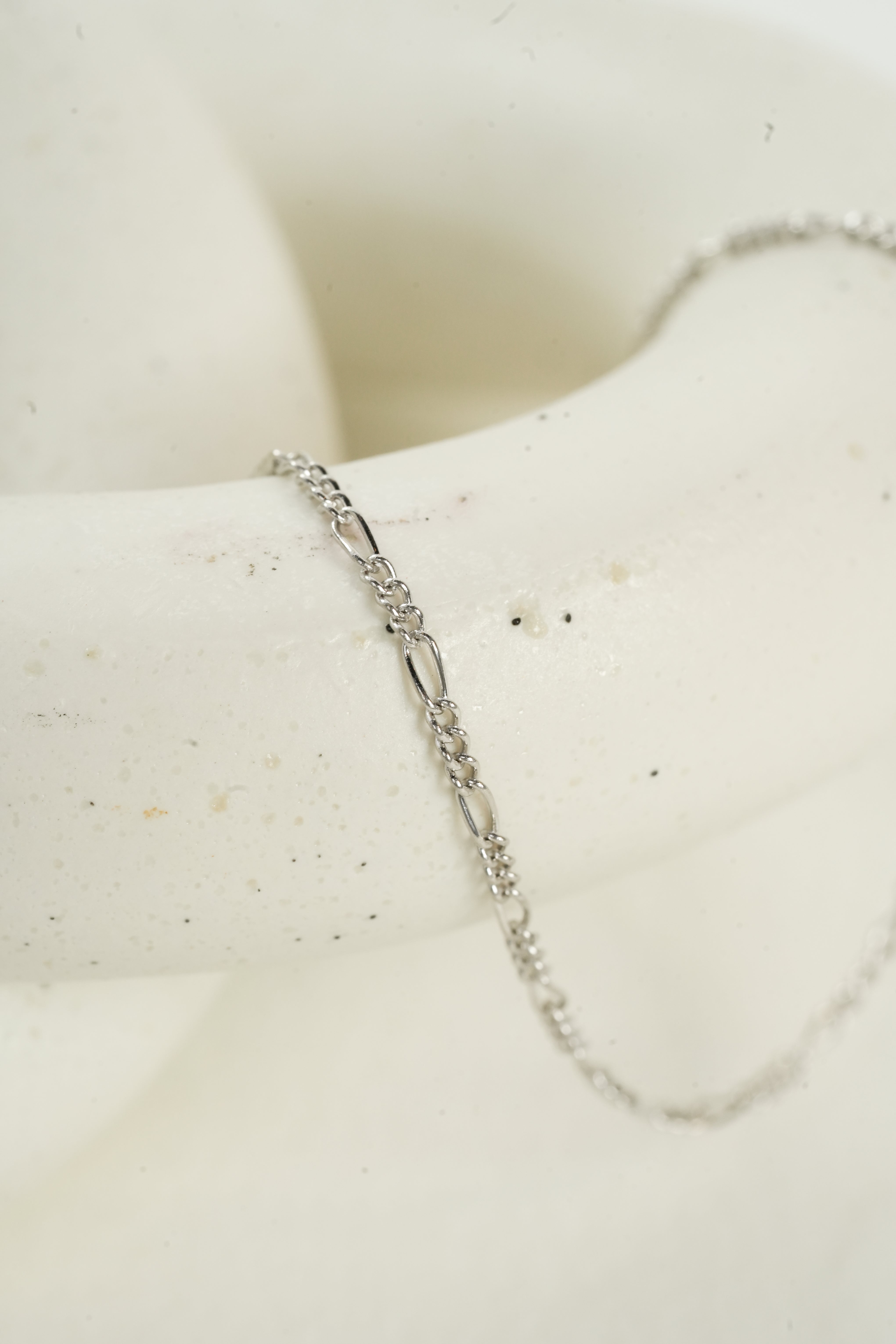 The Figaro Bracelet - 14K Solid White Gold – Lala Links