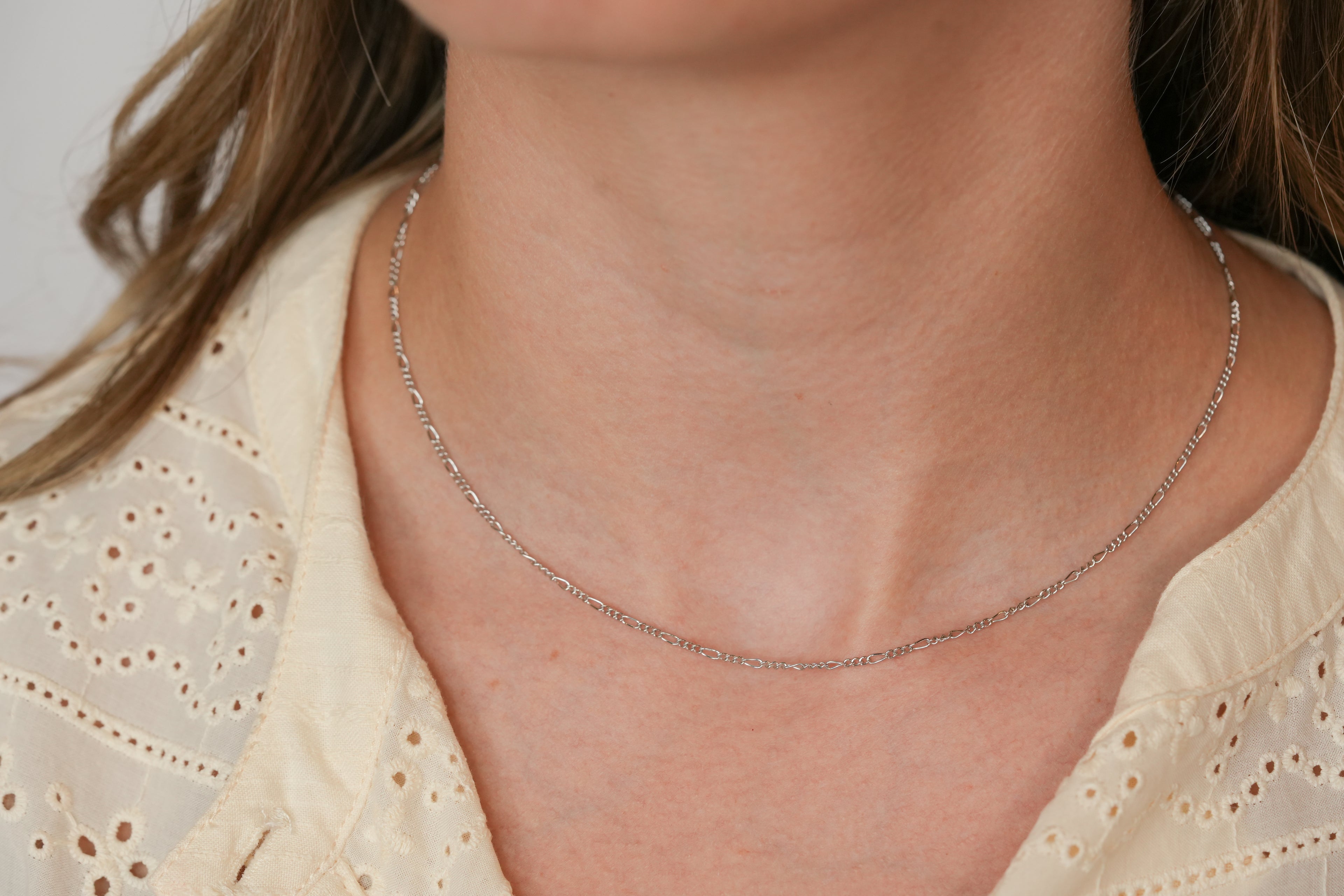 The Figaro Necklace - 14K Solid White Gold