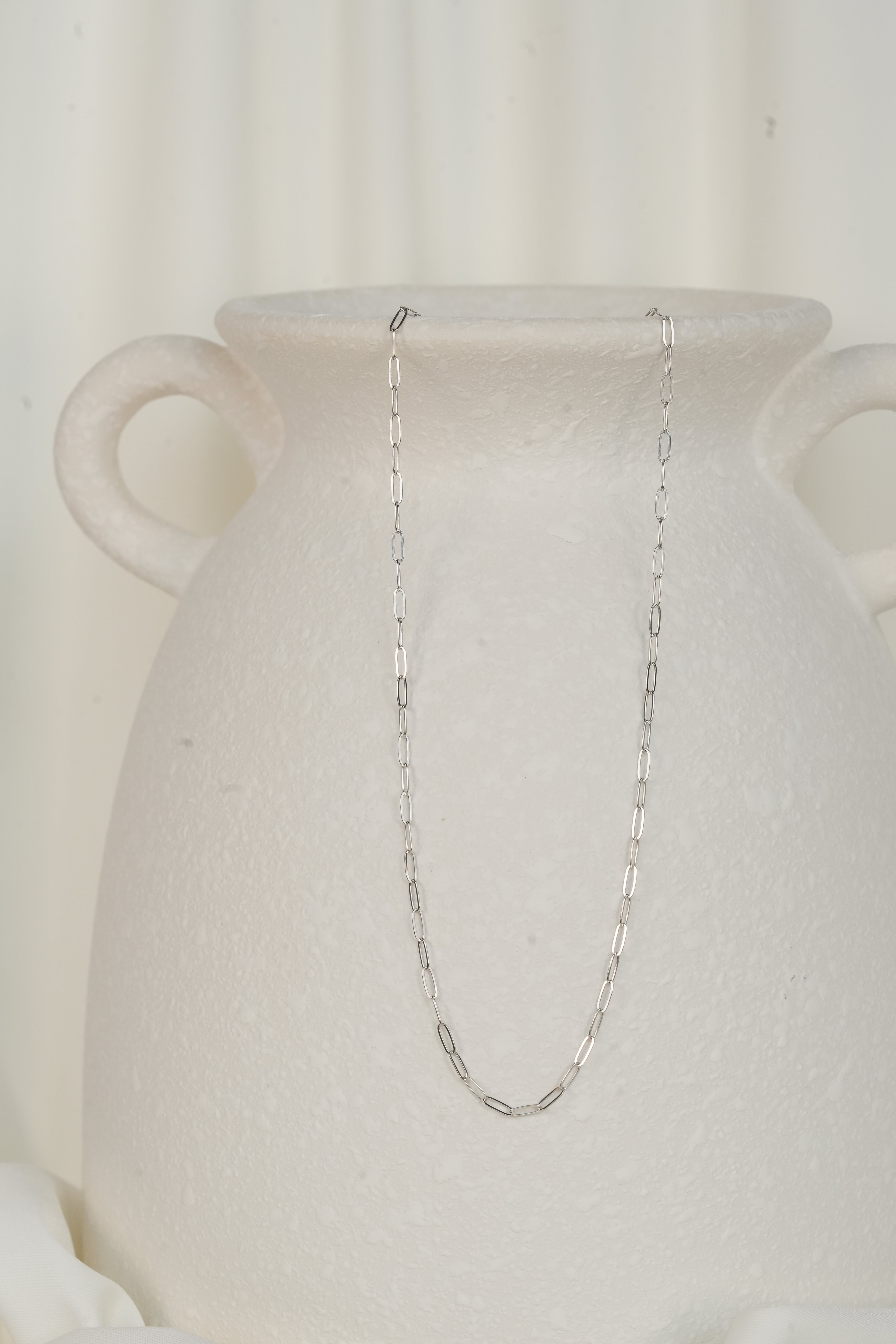 The Cable Chain Necklace - 14K Solid White Gold