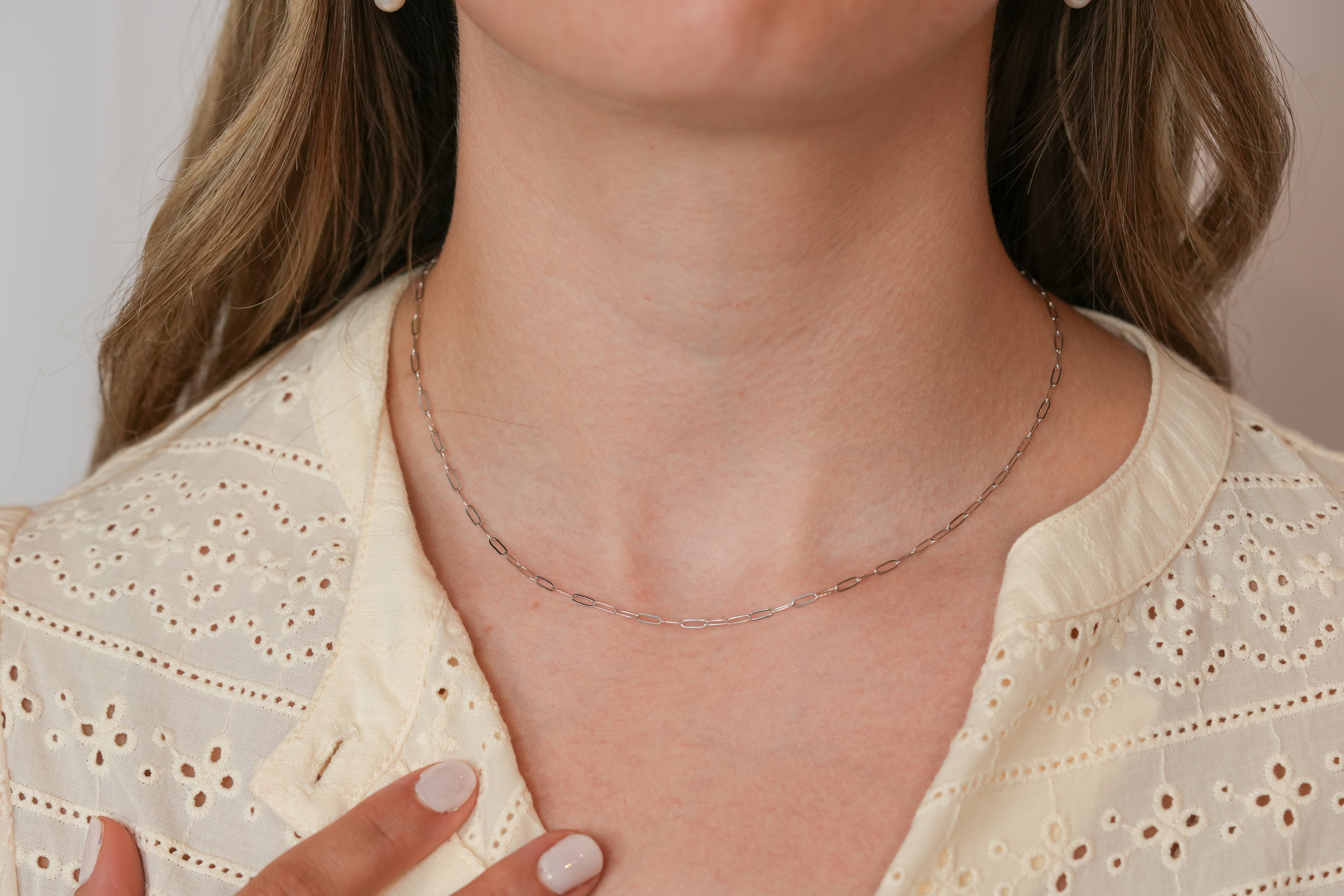 The Cable Chain Necklace - 14K Solid White Gold