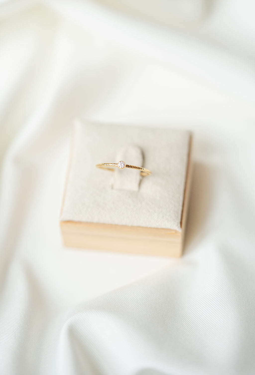 Textured Single Stone Ring