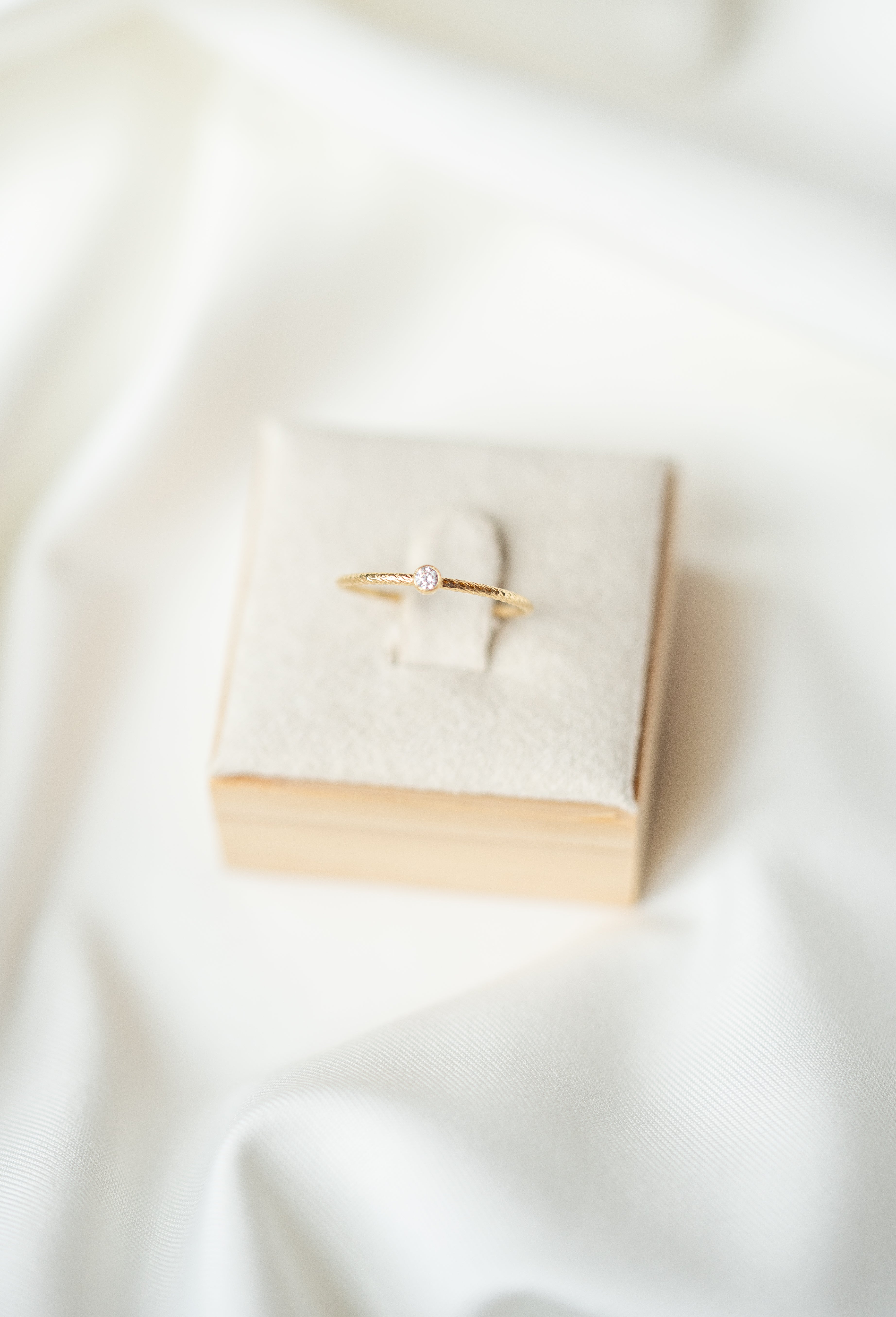 Textured Single Stone Ring