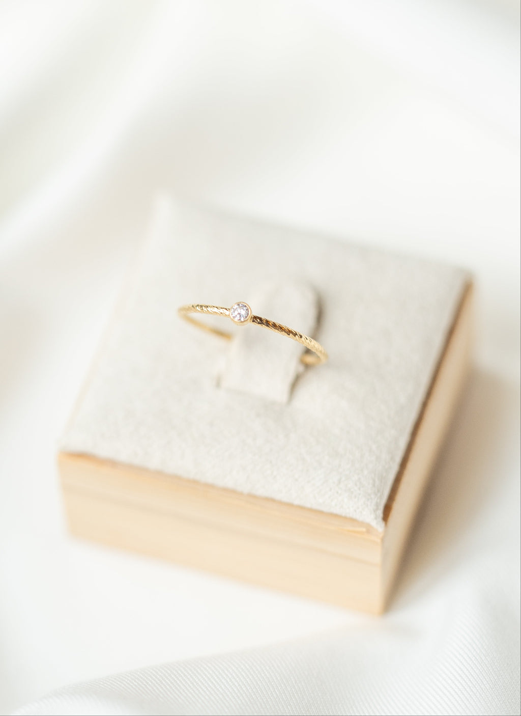 Textured Single Stone Ring