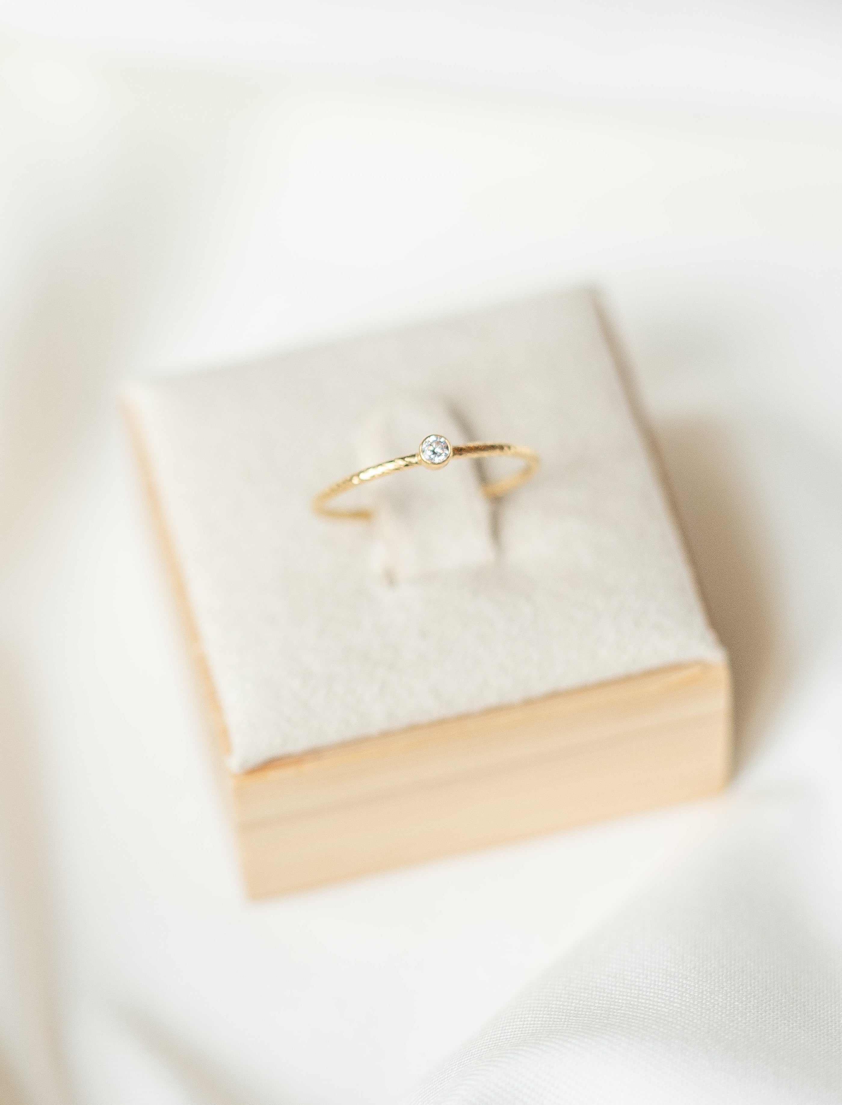 Textured Single Stone Ring