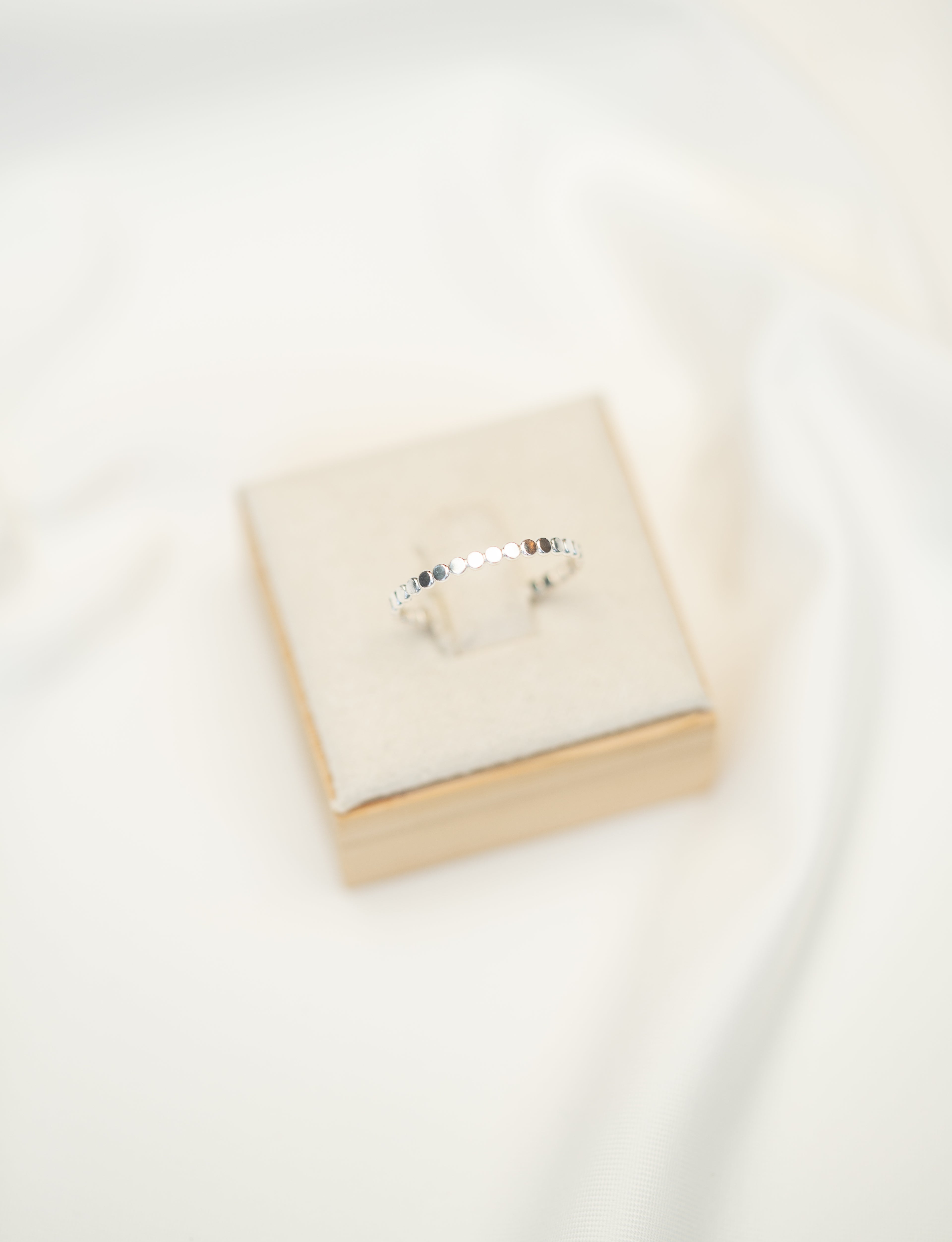 Thin Flat Beaded Ring - Sterling Silver
