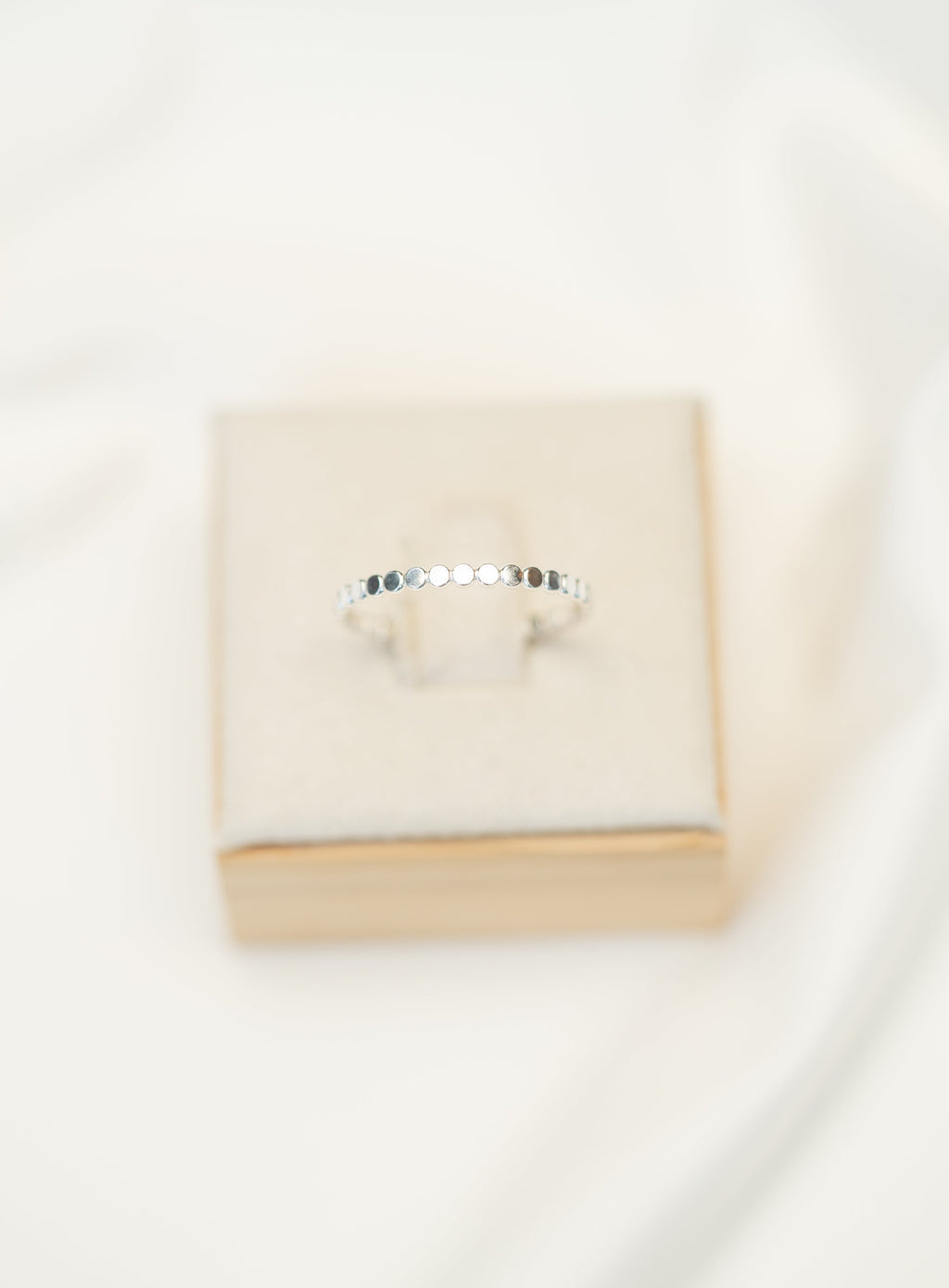 Thin Flat Beaded Ring - Sterling Silver