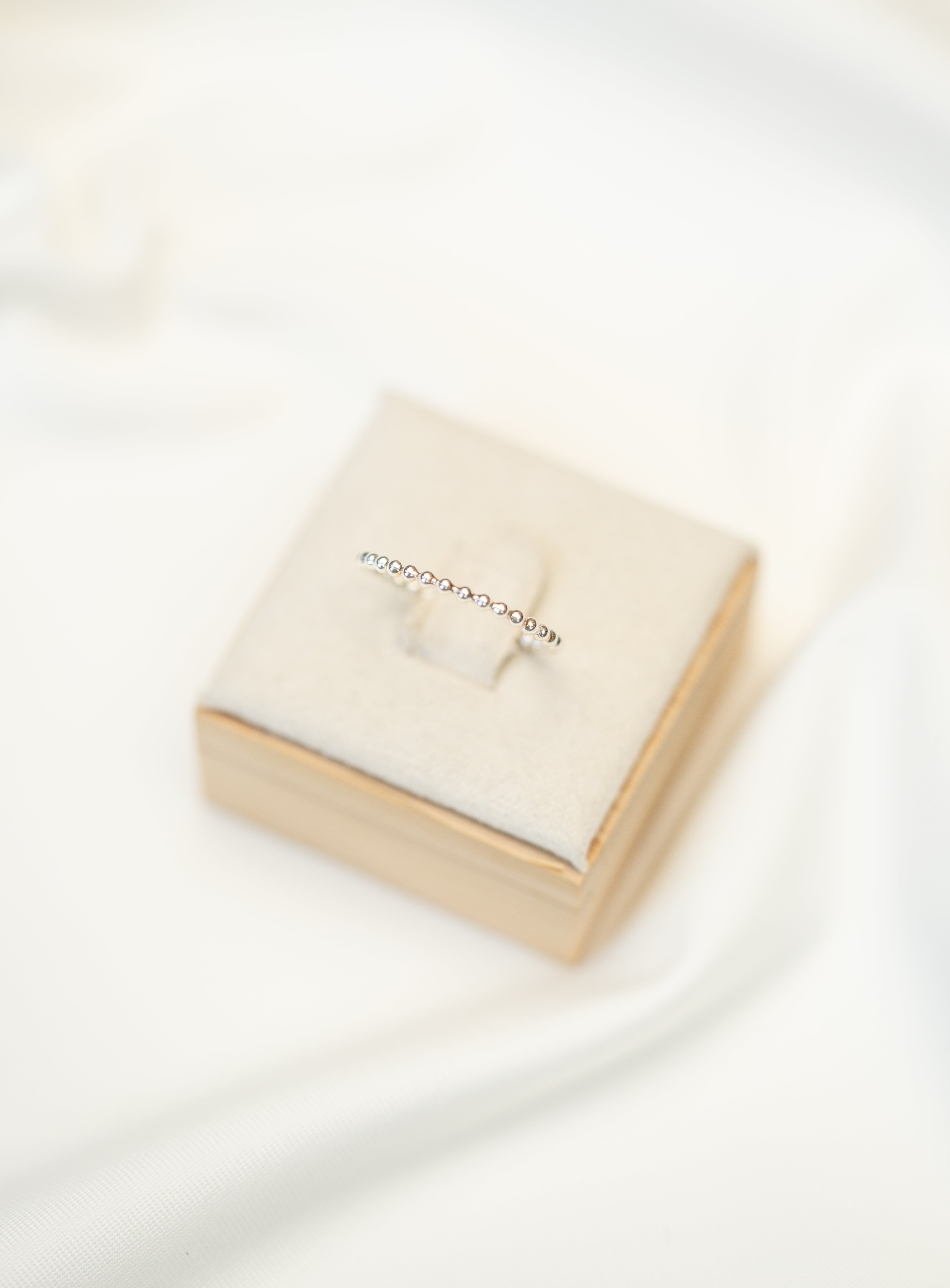 Thin Beaded Ring - Sterling Silver