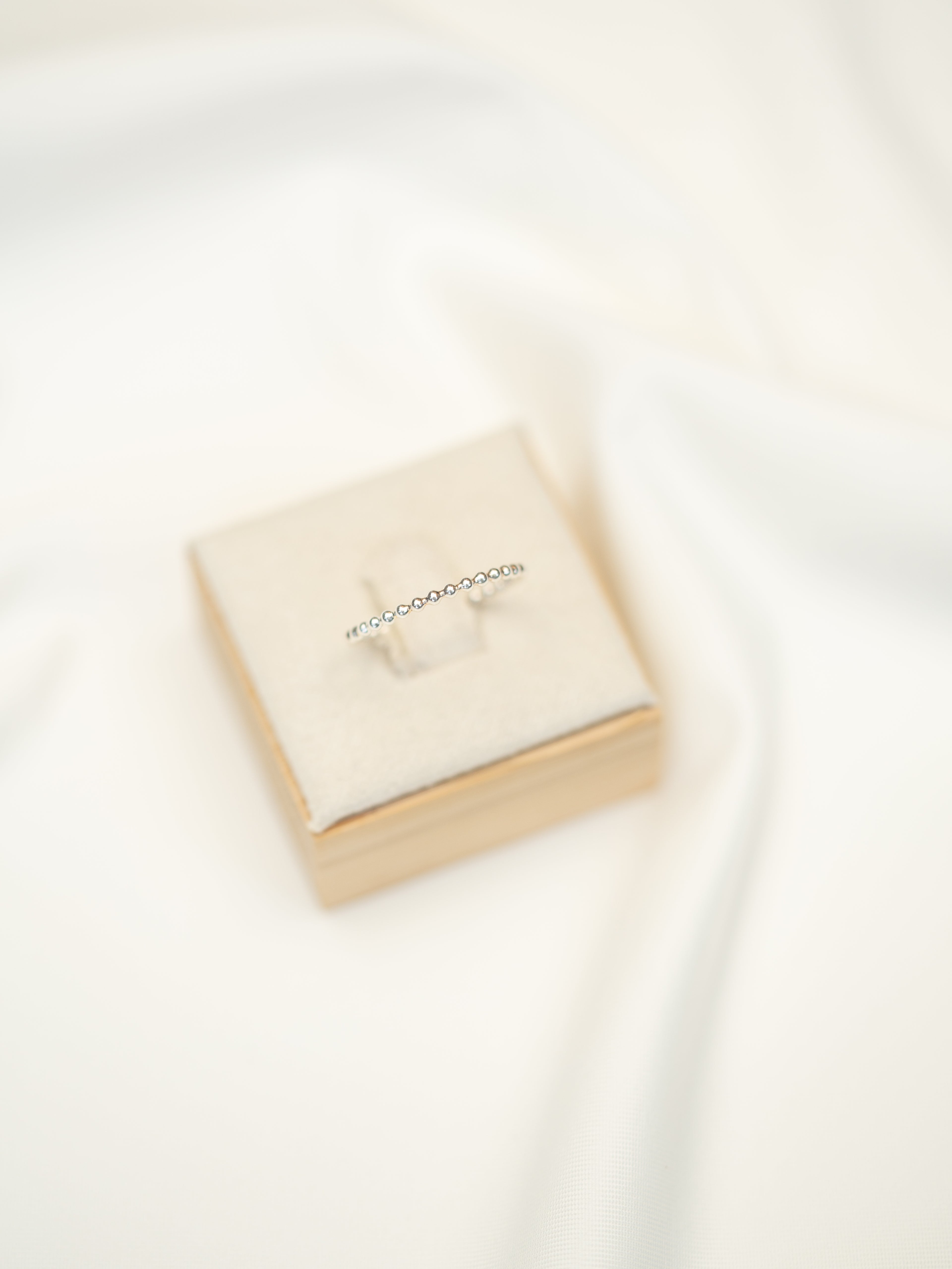 Thin Beaded Ring - Sterling Silver