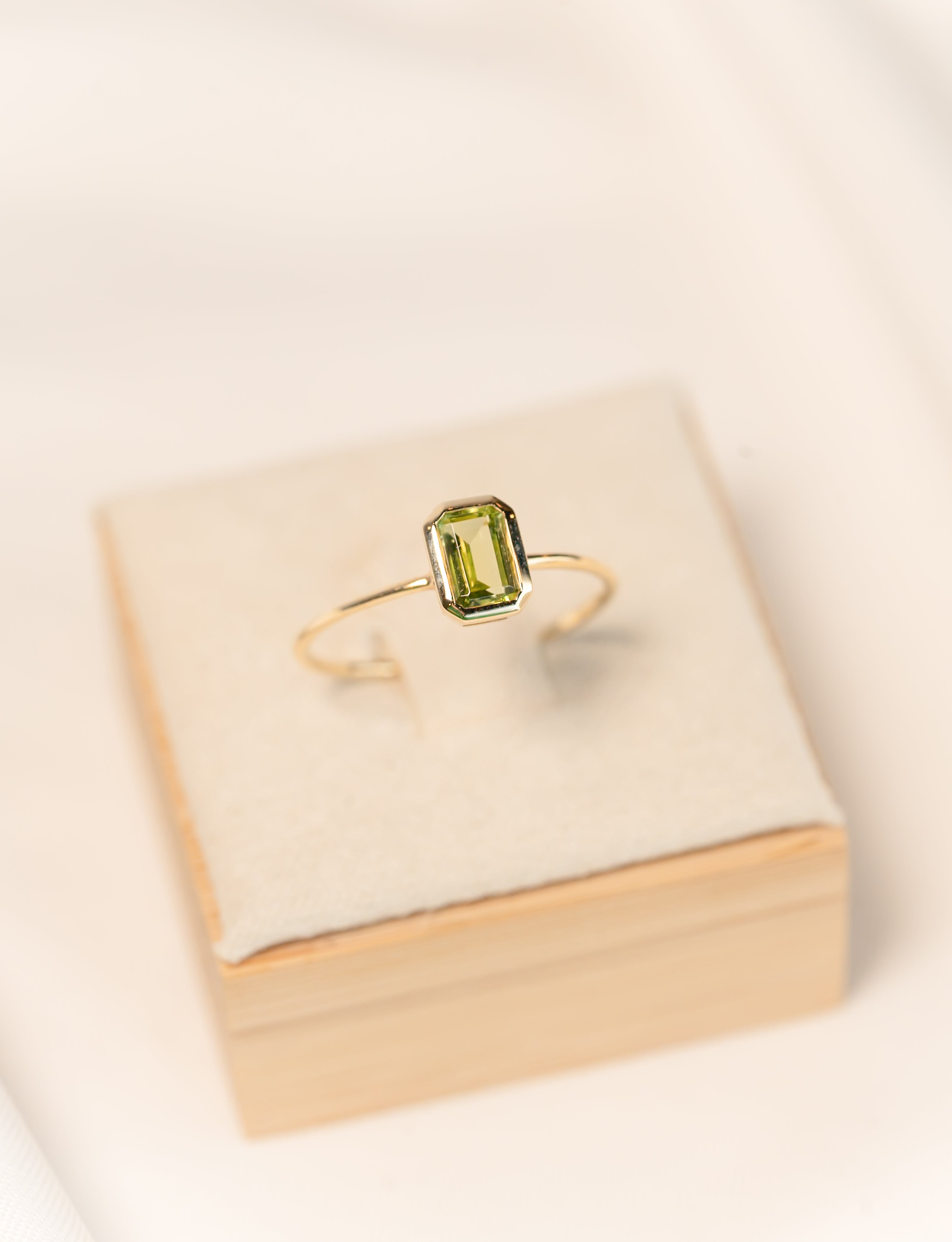 Emerald Cut Peridot Ring