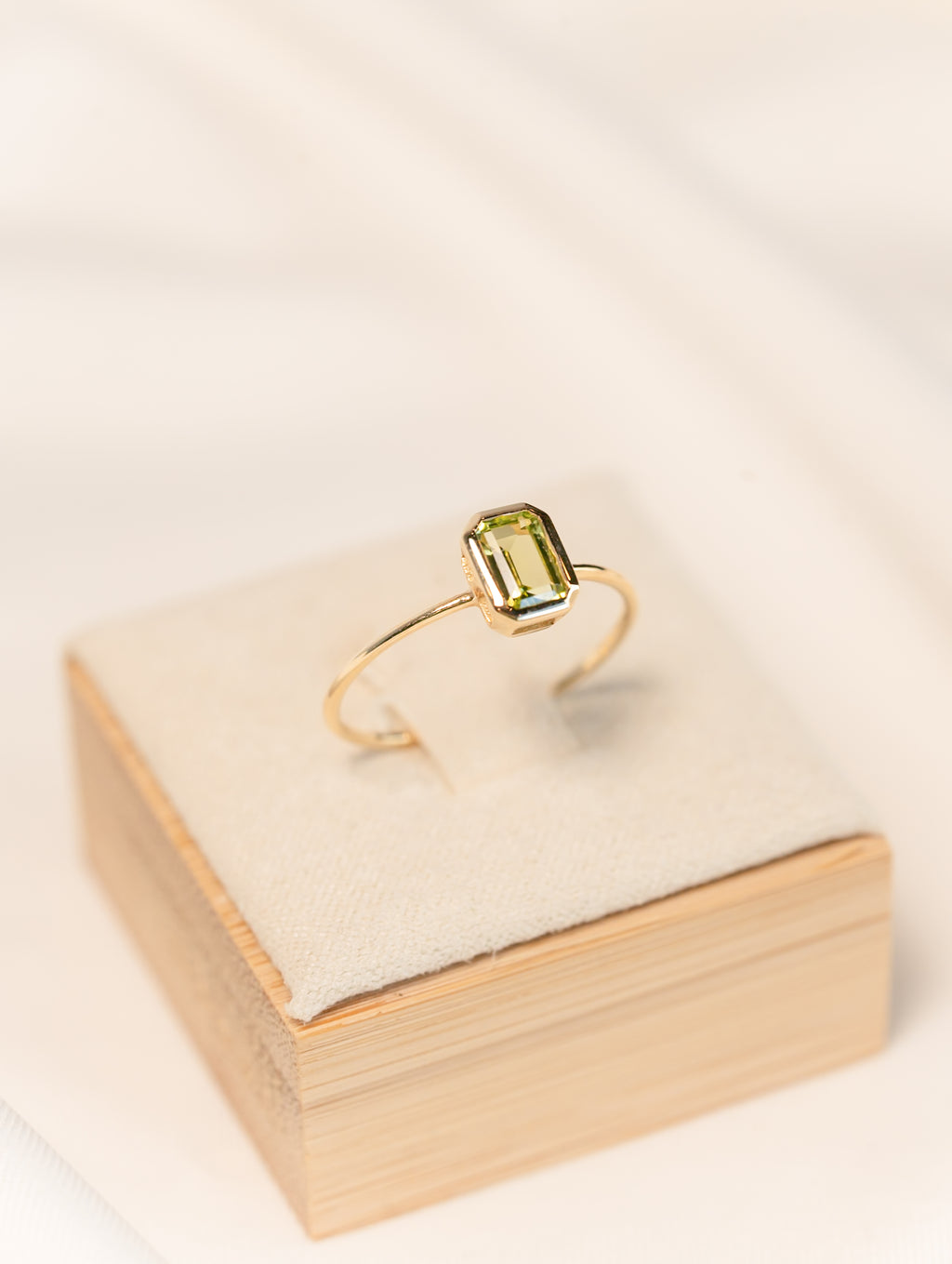 Emerald Cut Peridot Ring