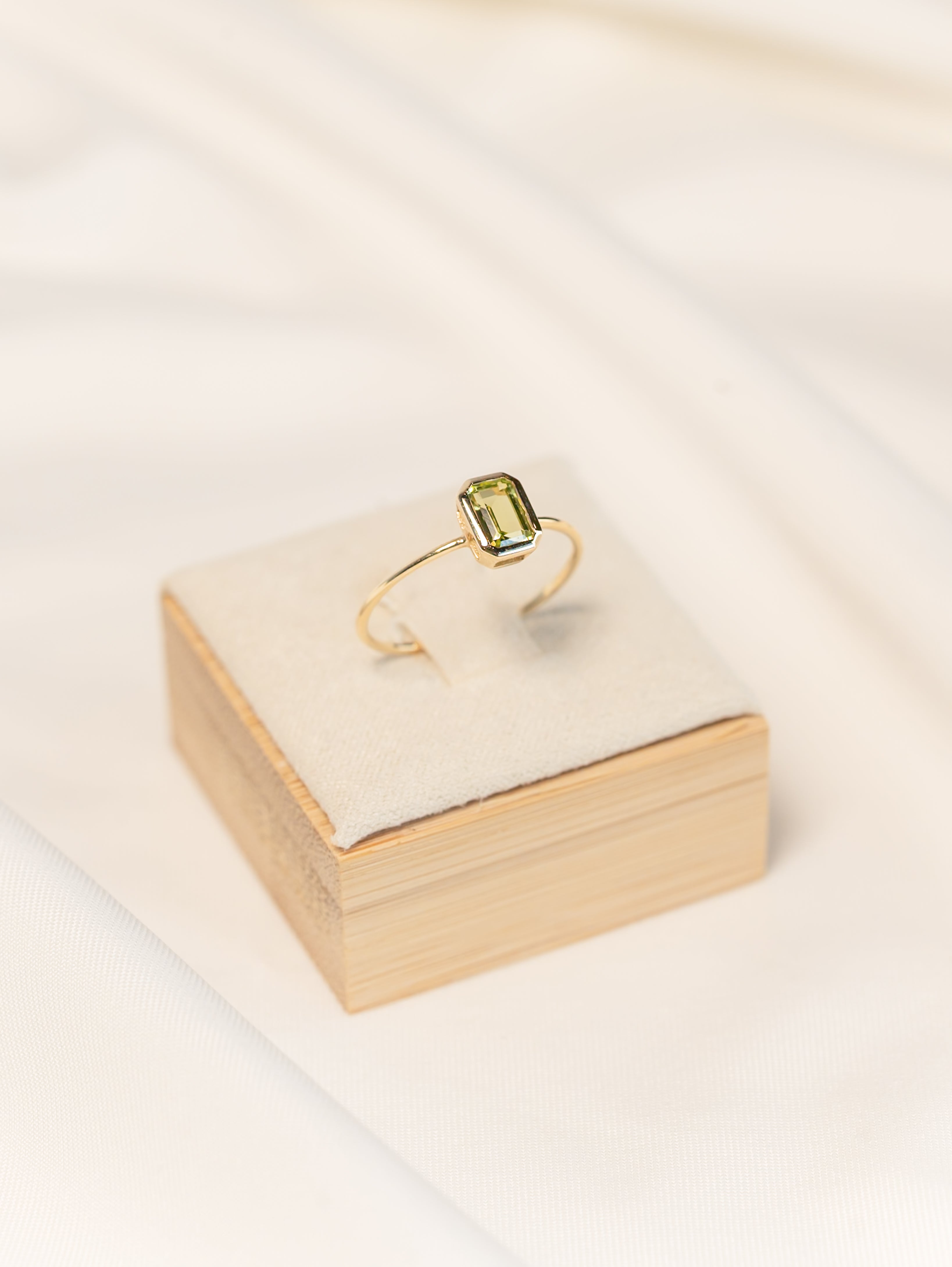 Emerald Cut Peridot Ring