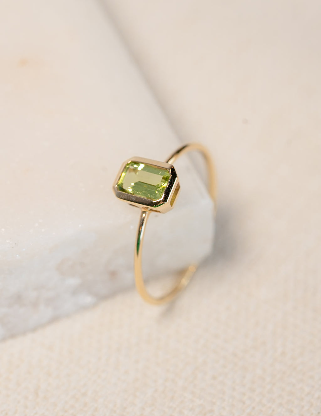 Emerald Cut Peridot Ring