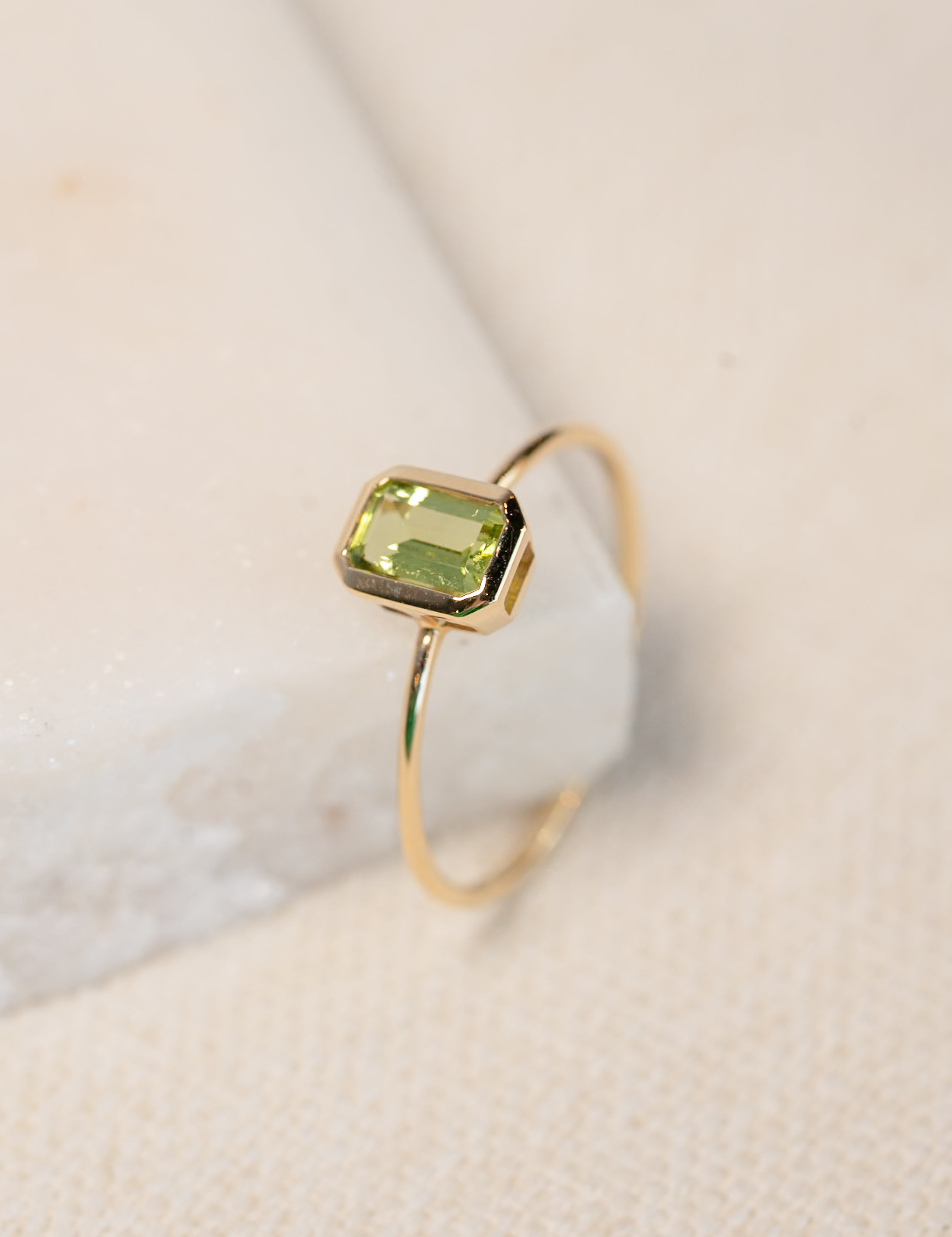 Emerald Cut Peridot Ring
