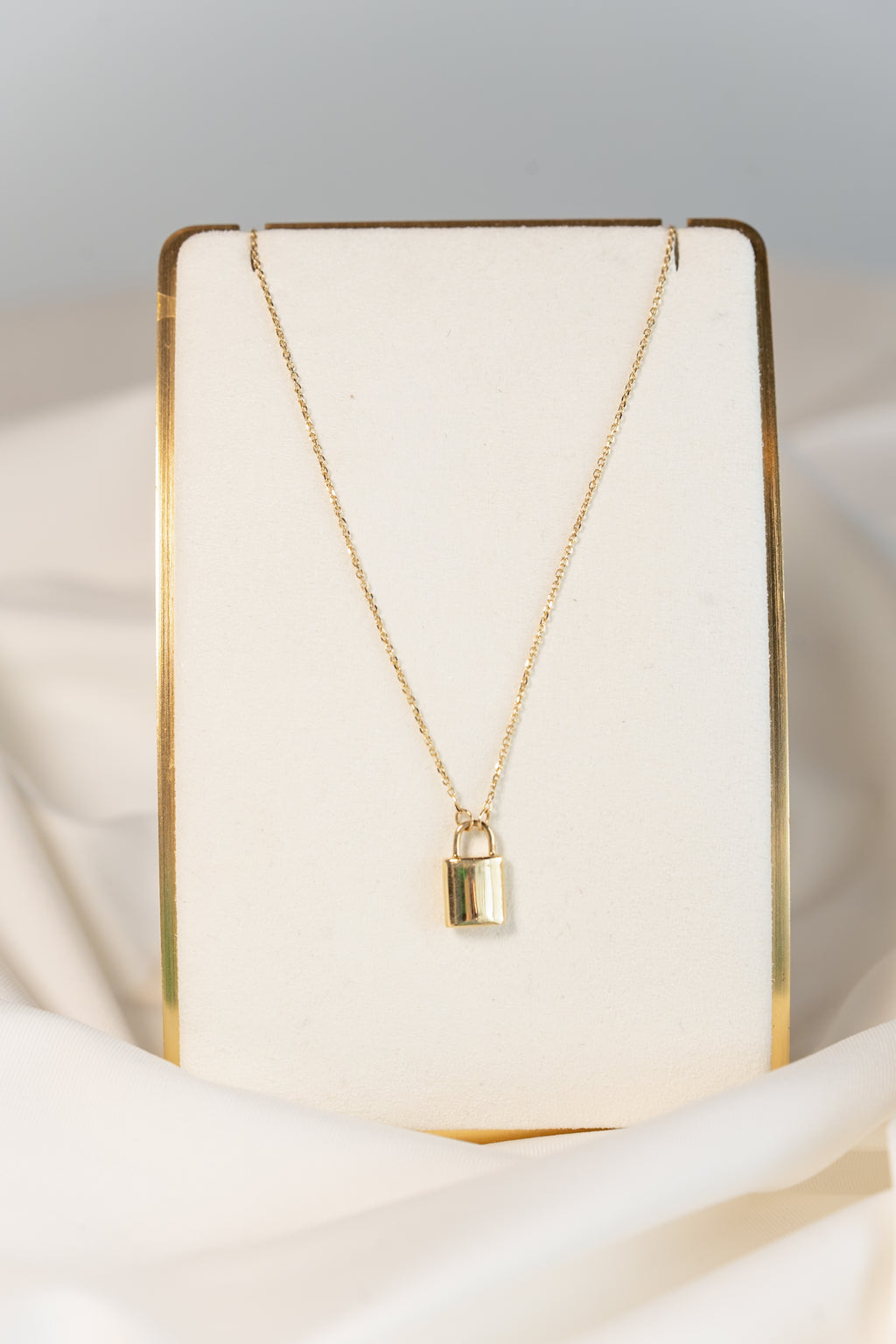 14K Gold Lock Necklace