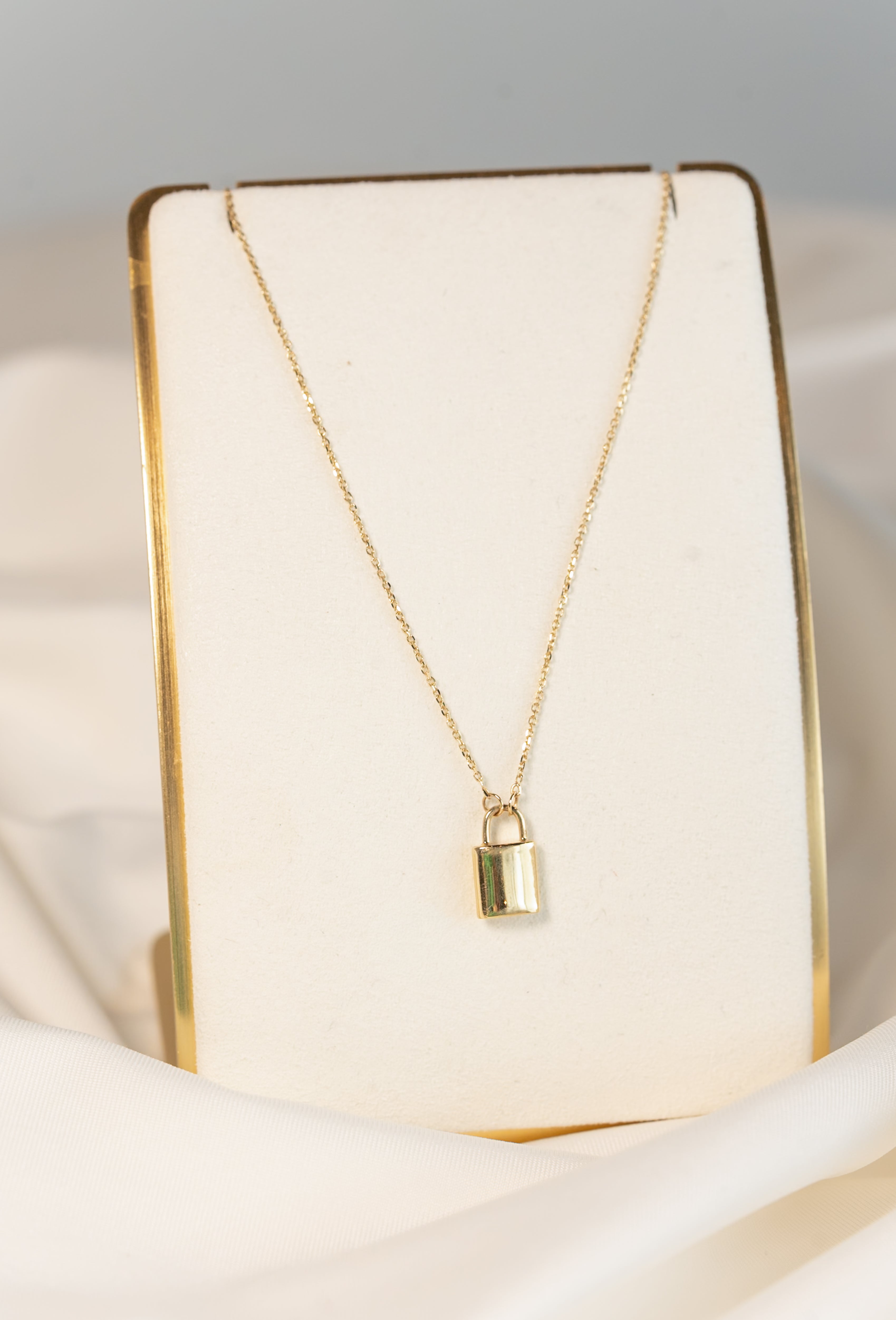 14K Gold Lock Necklace