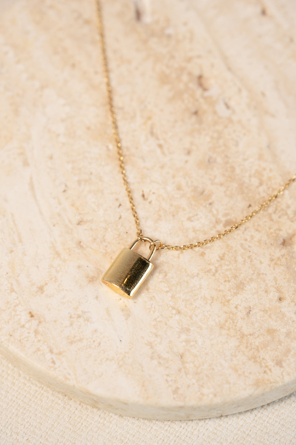 14K Gold Lock Necklace