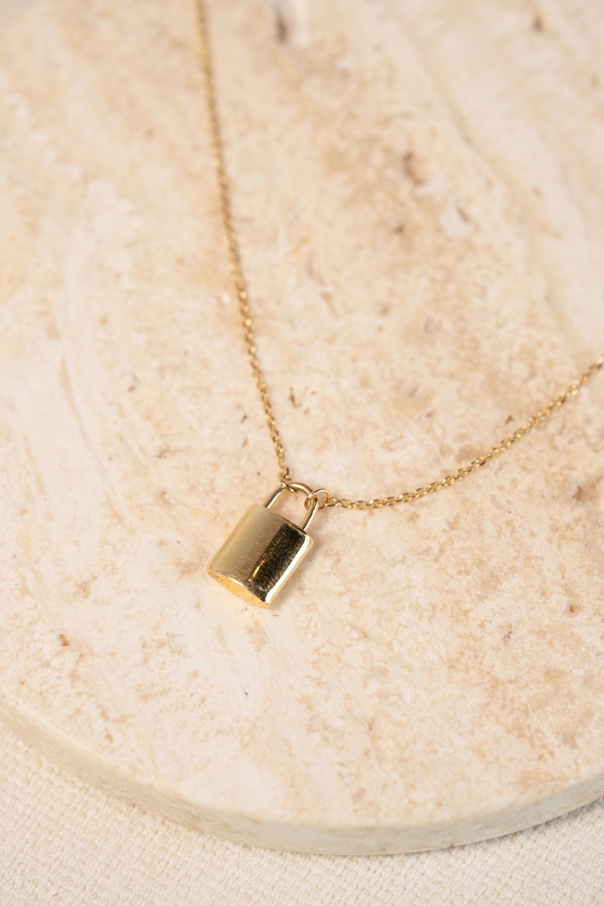 14K Gold Lock Necklace