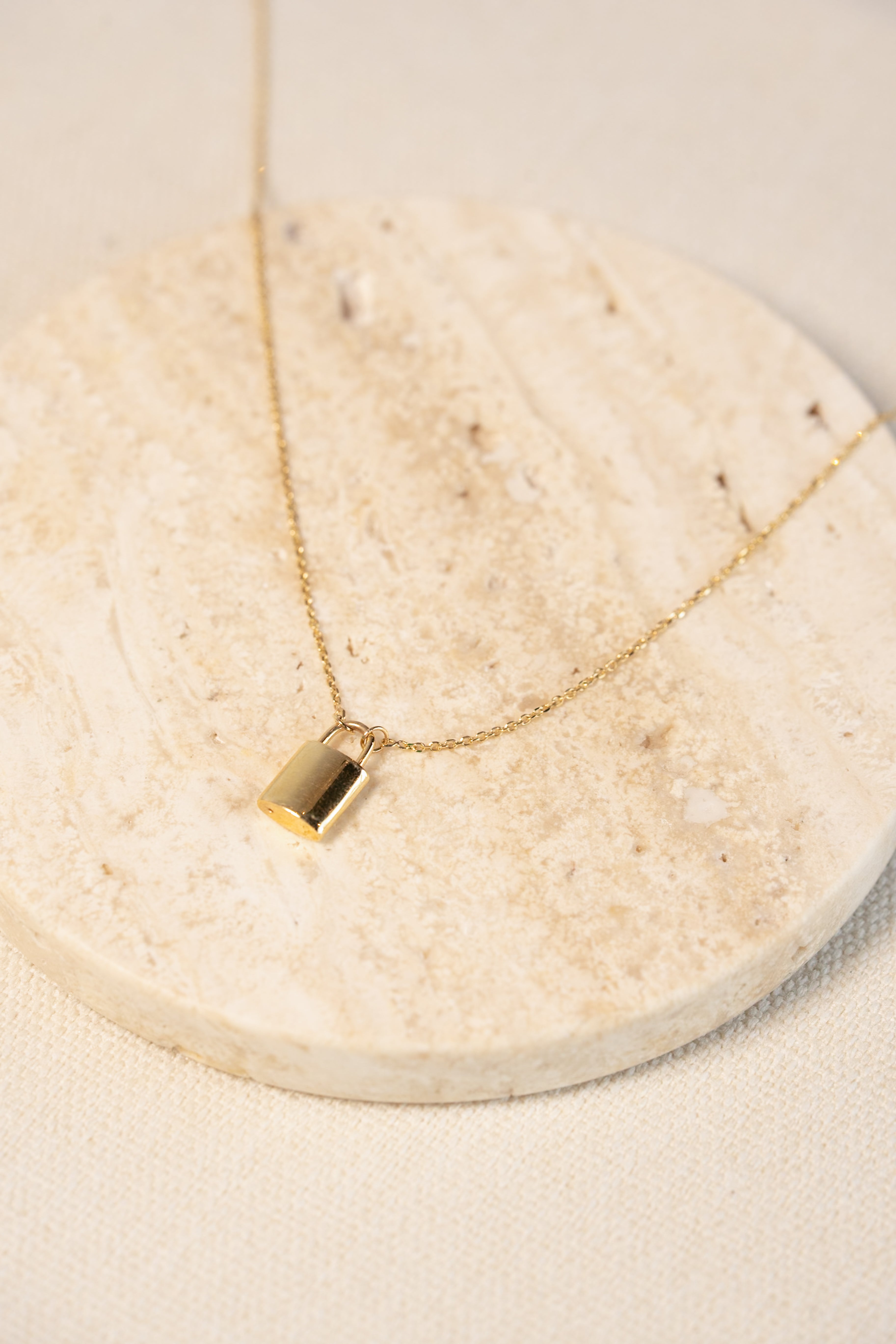 14K Gold Lock Necklace