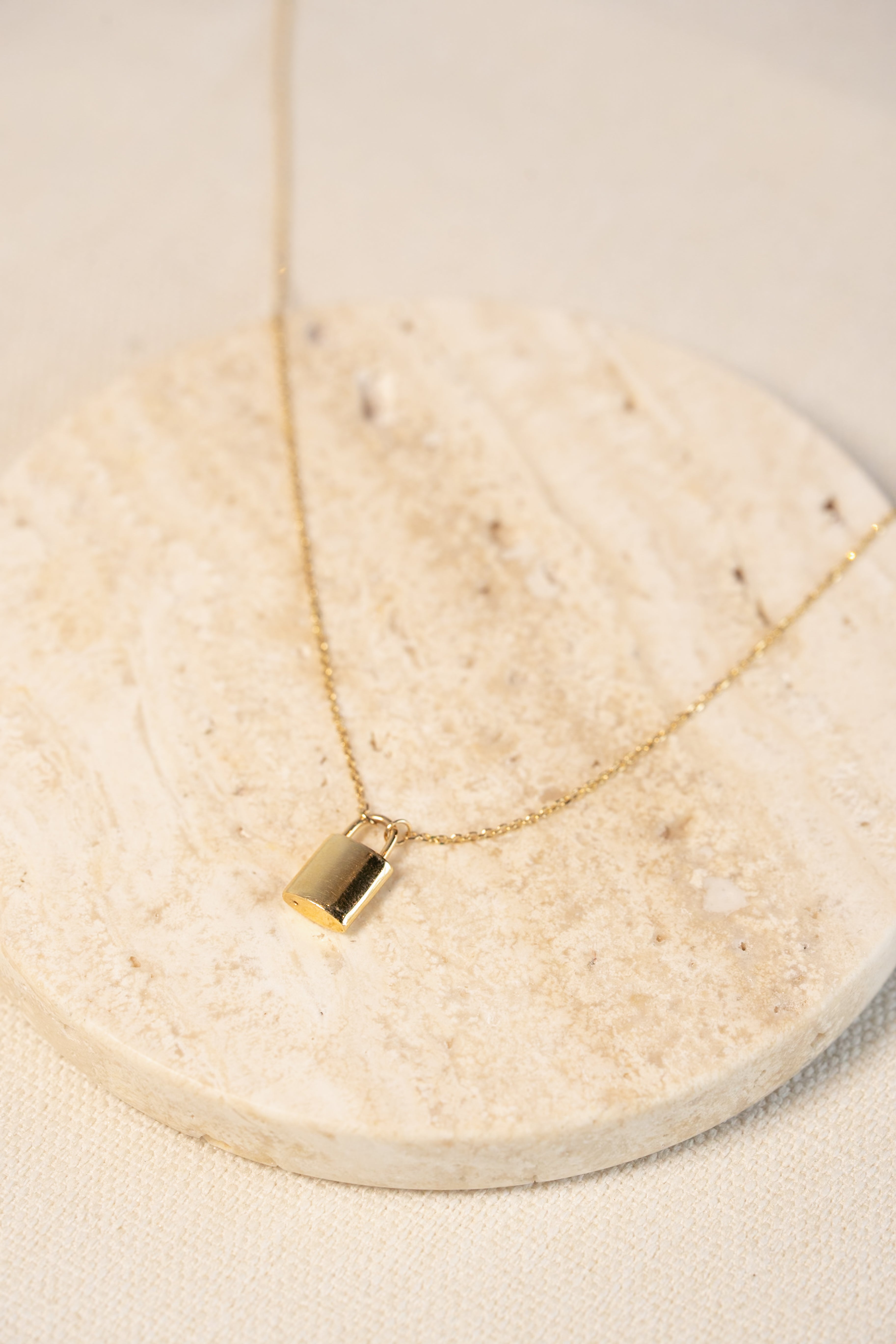 14K Gold Lock Necklace