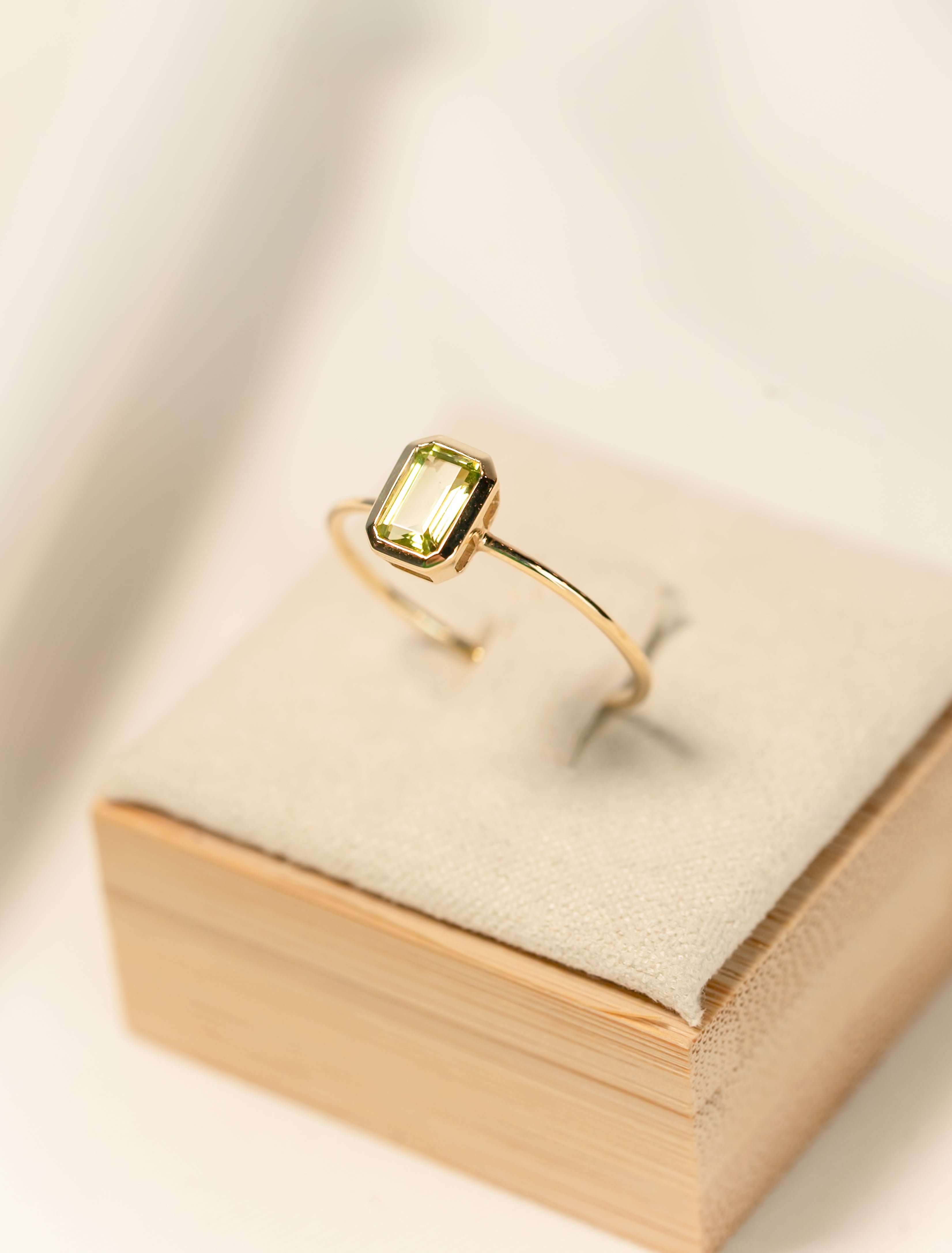 Emerald Cut Peridot Ring