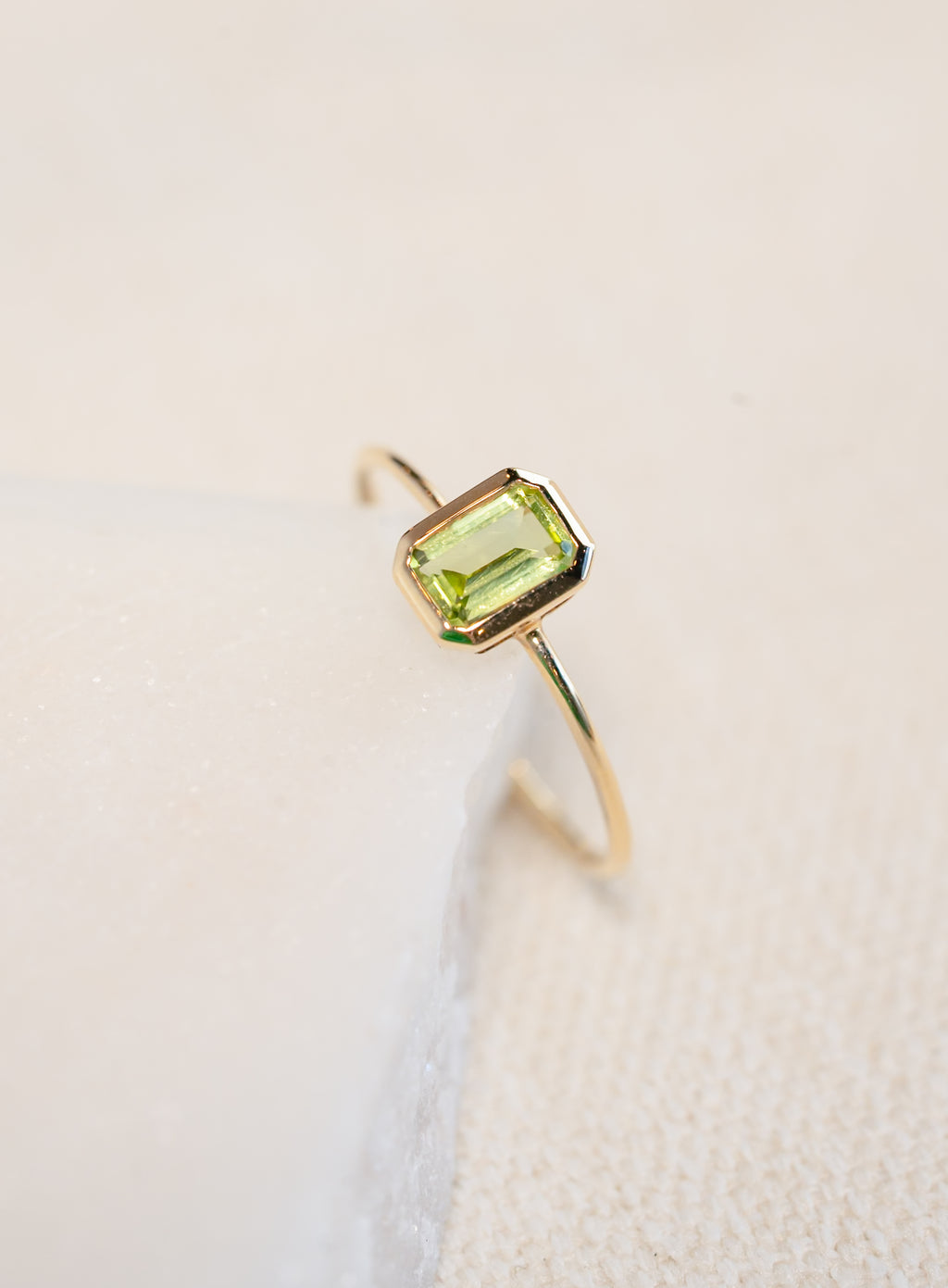 Emerald Cut Peridot Ring