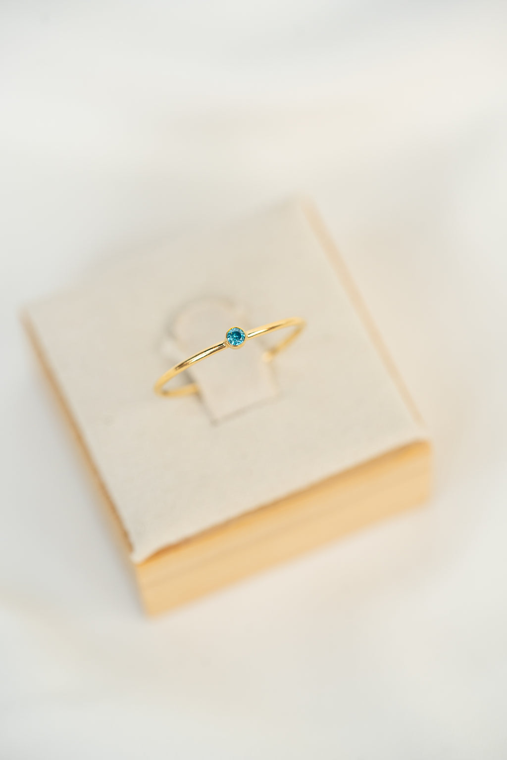 Aqua Blue CZ Gemstone Ring - 14K Gold Filled