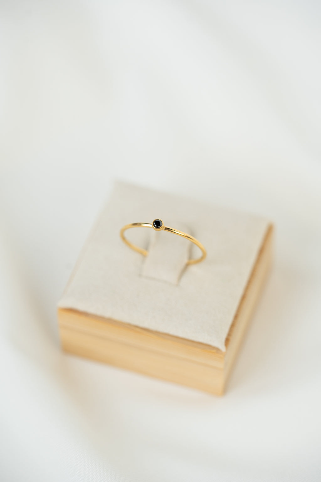 Black CZ Gemstone Ring - 14K Gold Filled