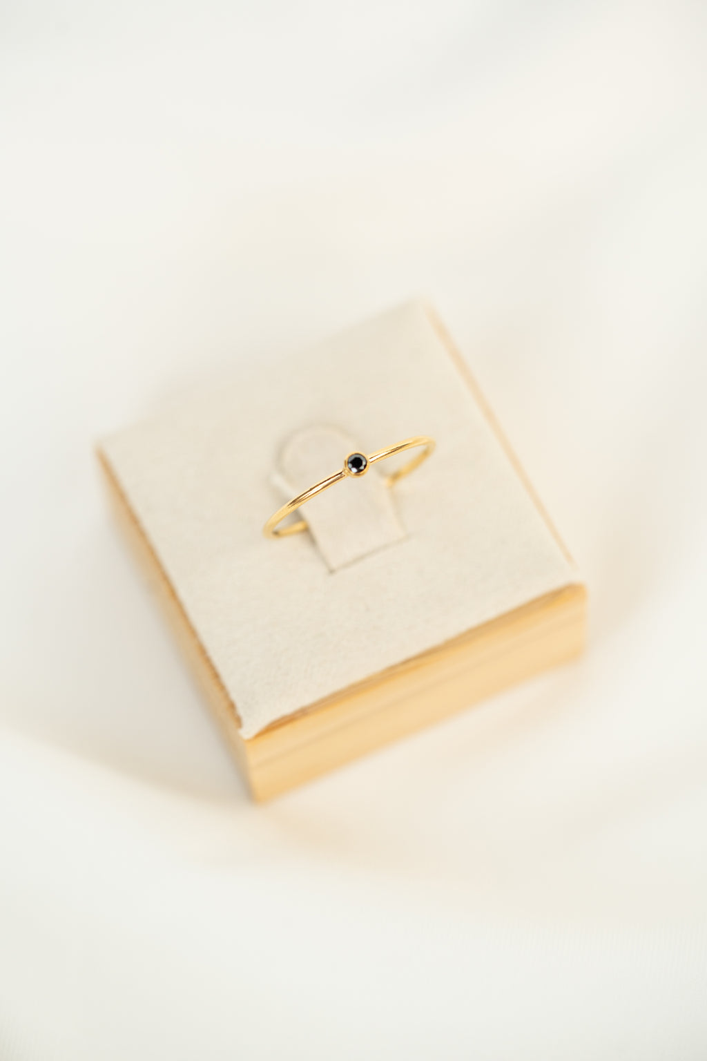 Black CZ Gemstone Ring - 14K Gold Filled