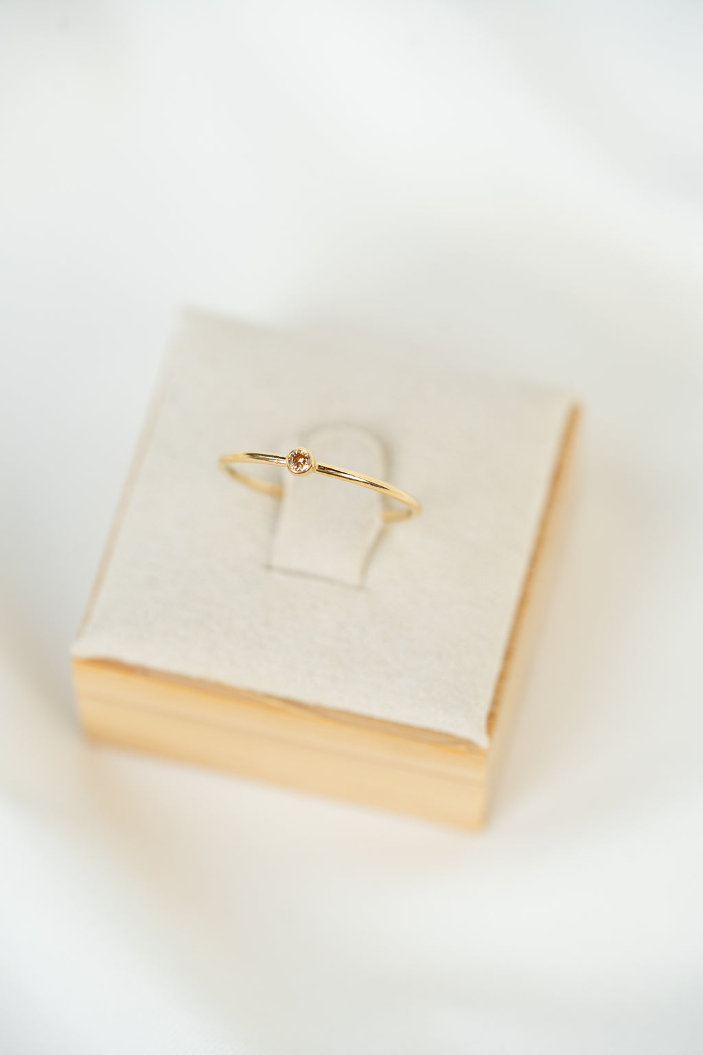 Champagne CZ Gemstone Ring - 14K Gold Filled