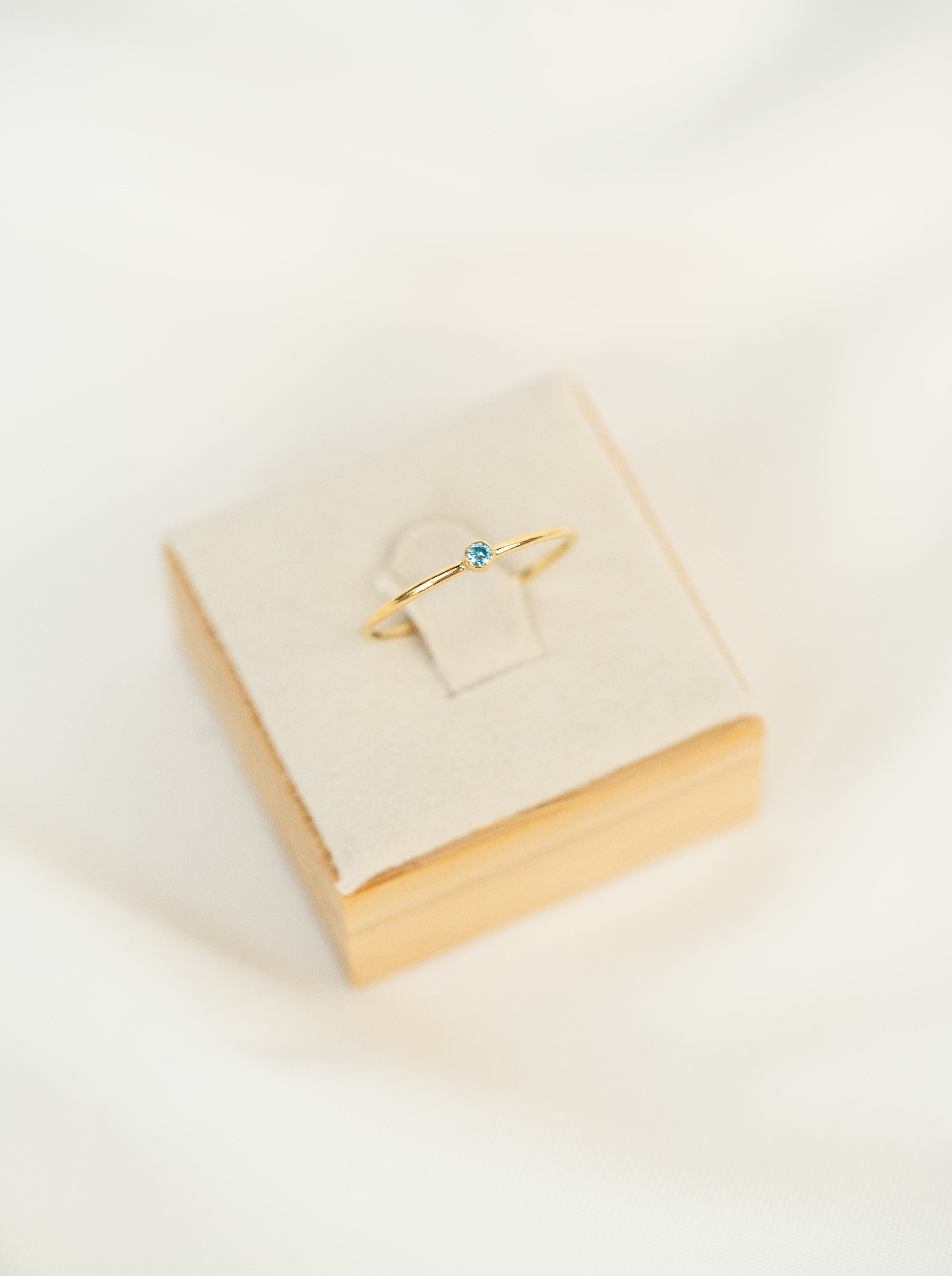 Light Blue CZ Gemstone Ring - 14K Gold Filled