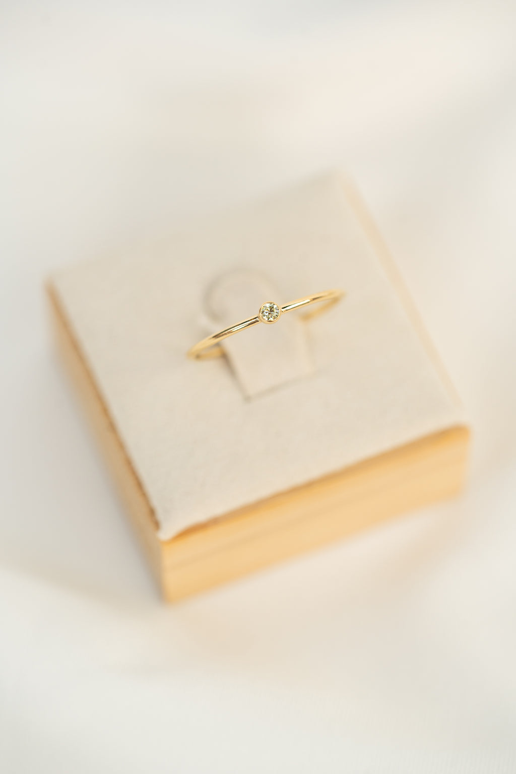 Lime Green CZ Gemstone Ring - 14K Gold Filled