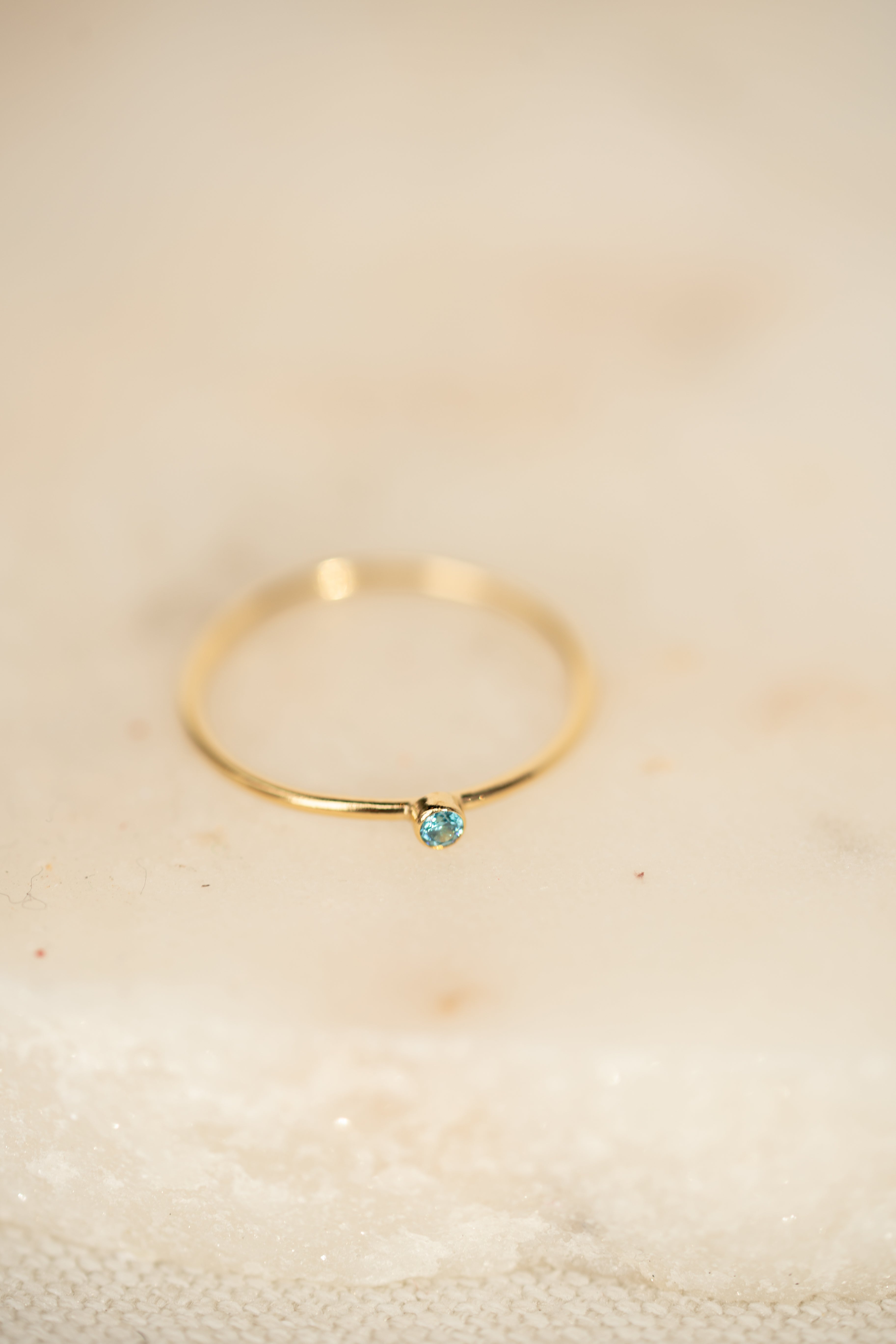 Aqua Blue CZ Gemstone Ring - 14K Gold Filled