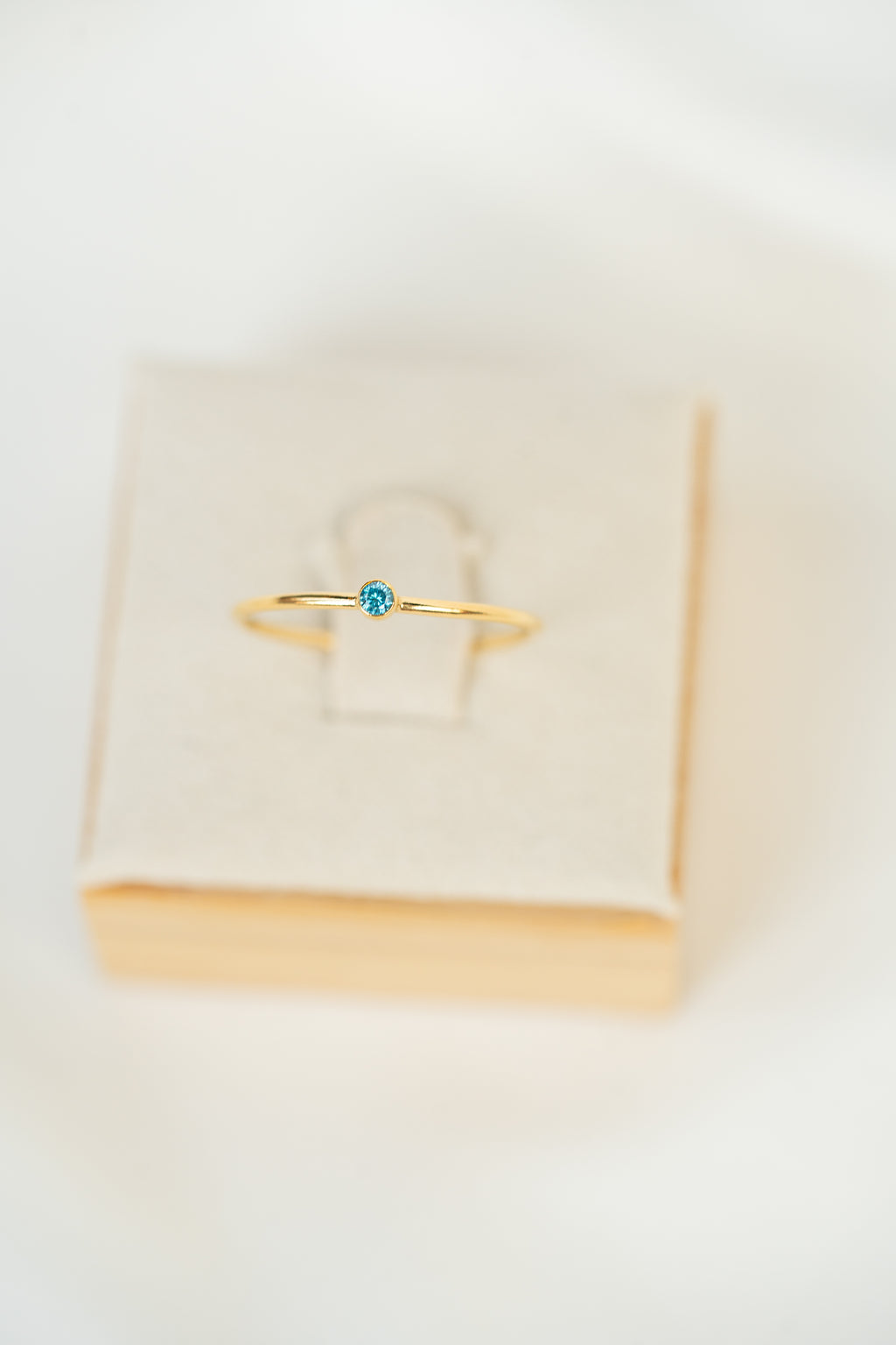 Aqua Blue CZ Gemstone Ring - 14K Gold Filled