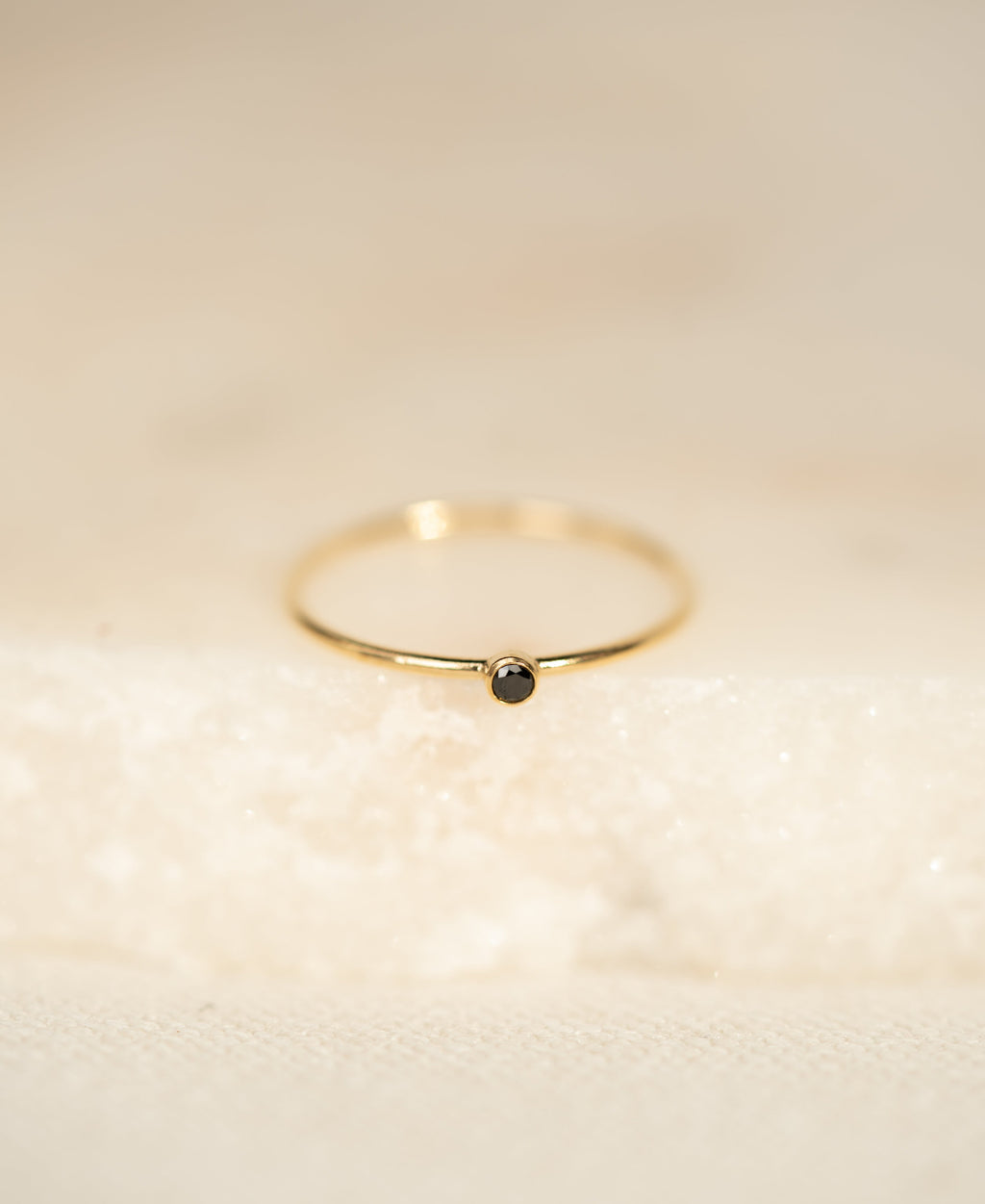 Black CZ Gemstone Ring - 14K Gold Filled