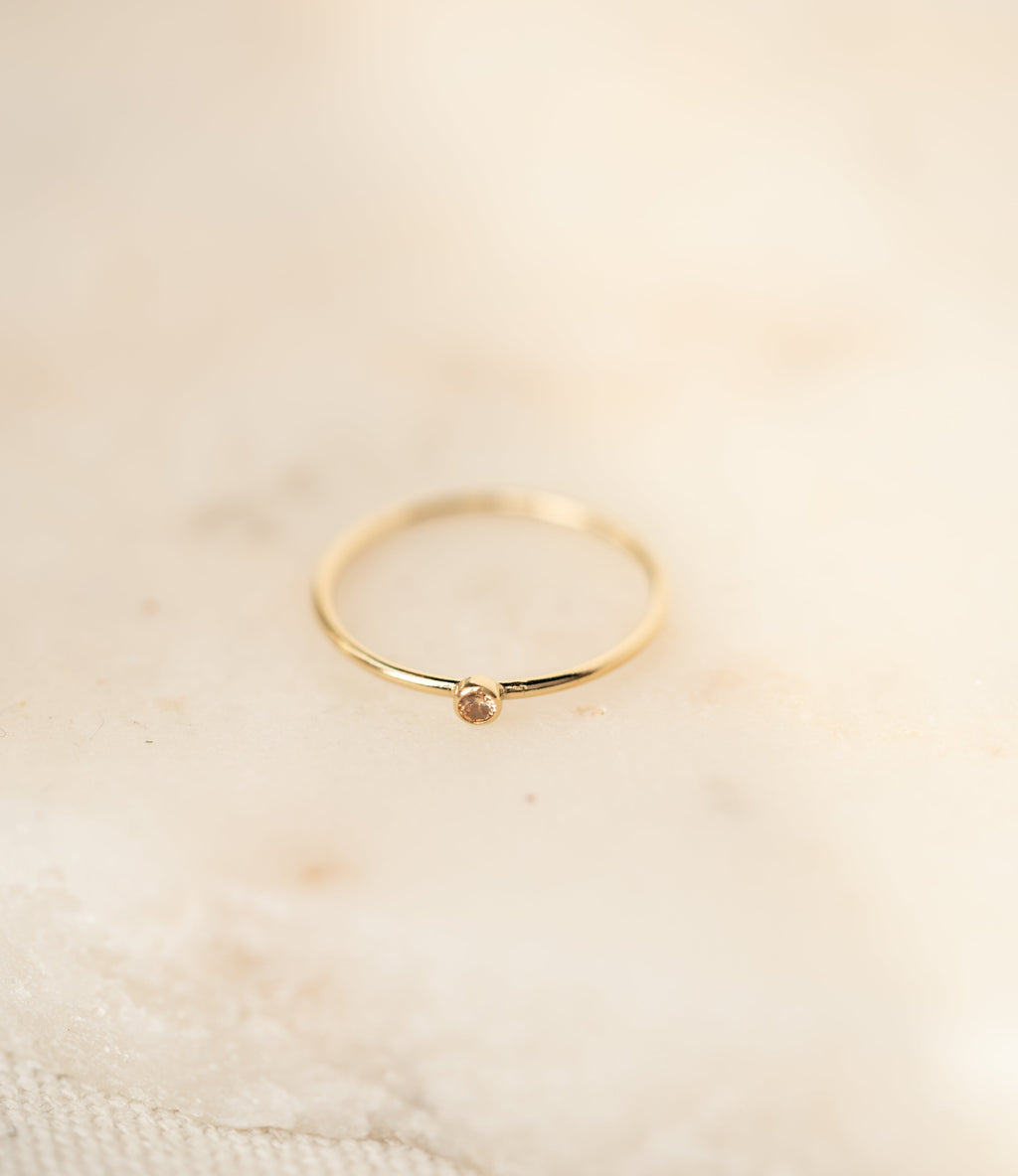 Champagne CZ Gemstone Ring - 14K Gold Filled