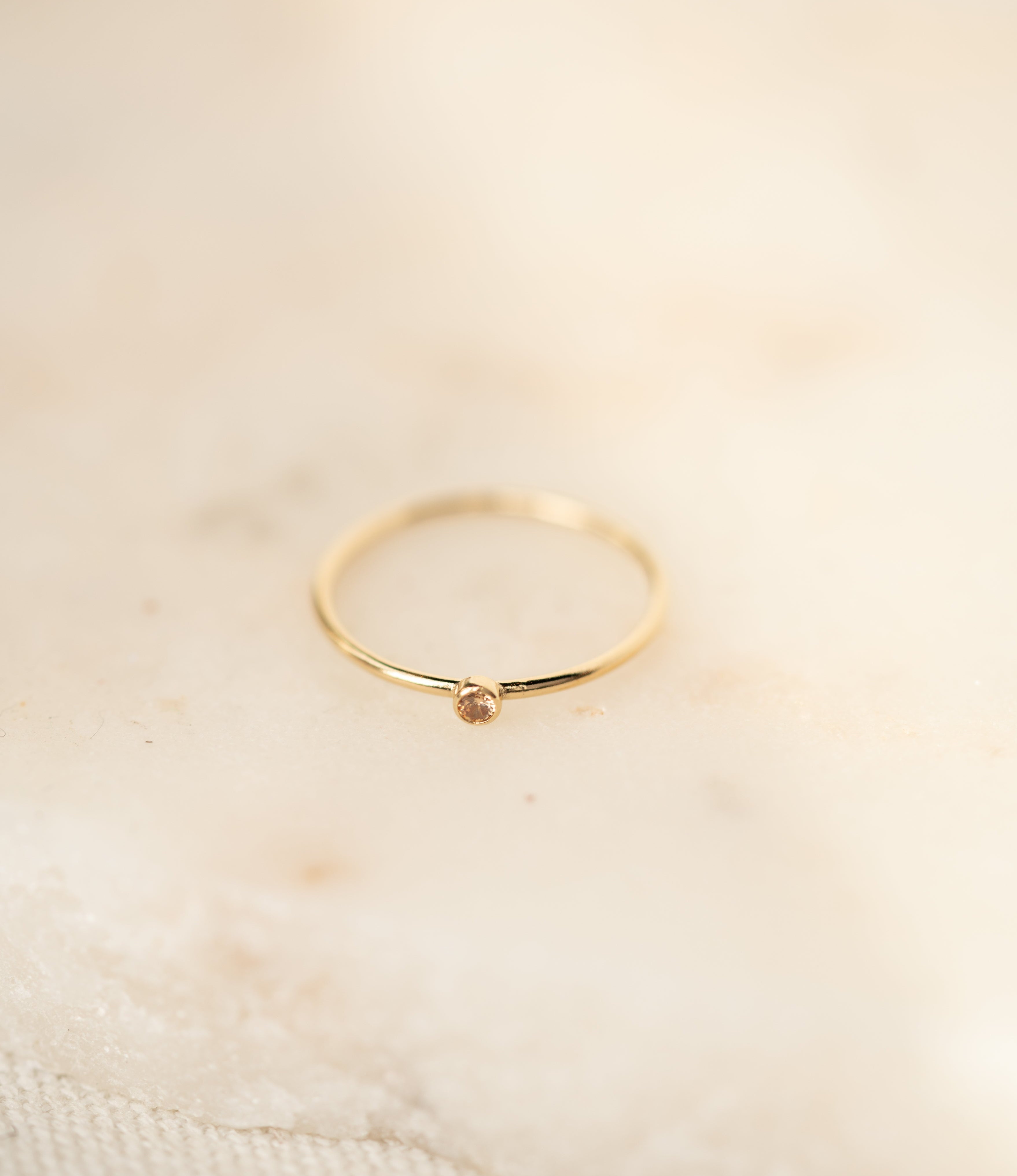Champagne CZ Gemstone Ring