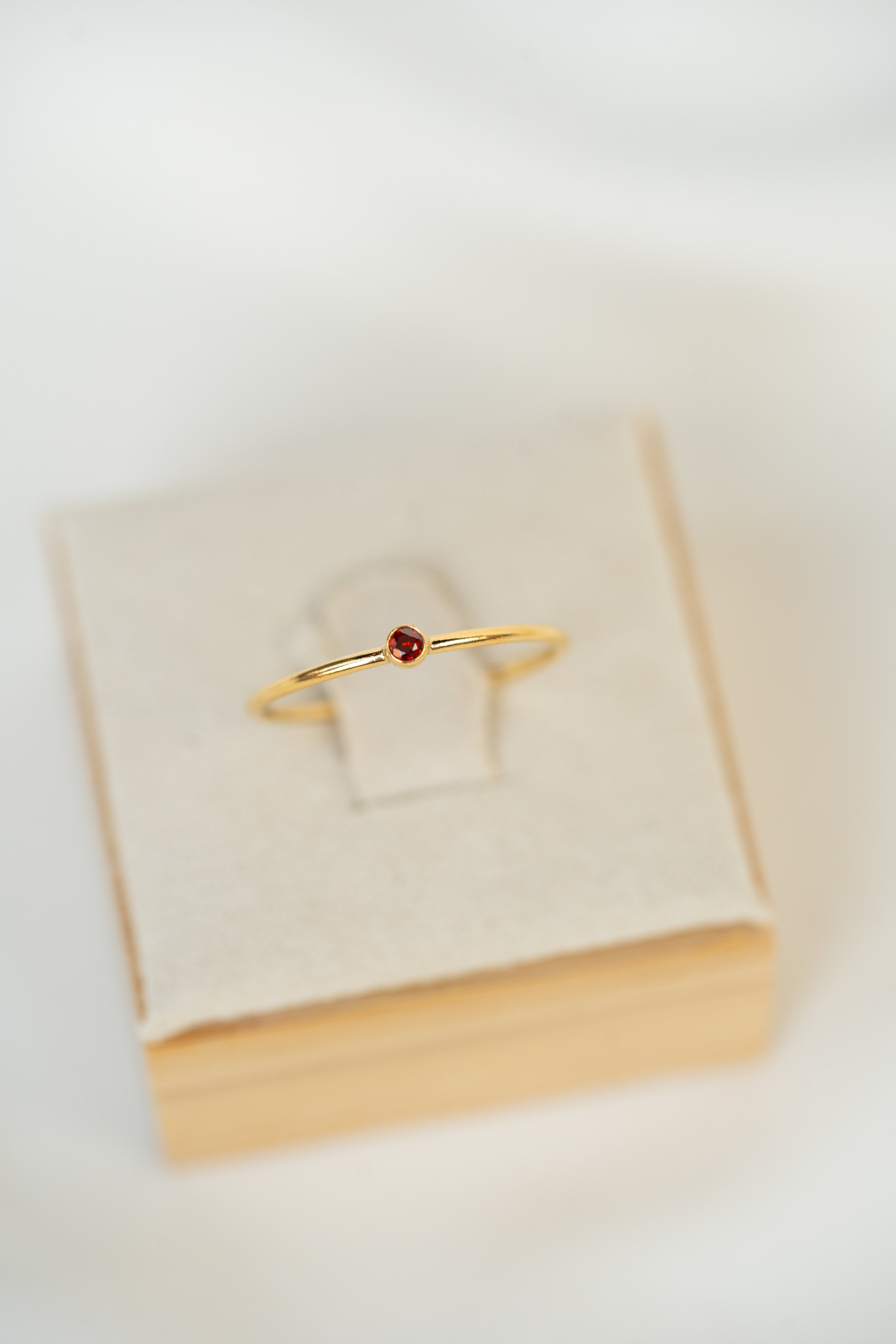 Dark Red CZ Gemstone Ring
