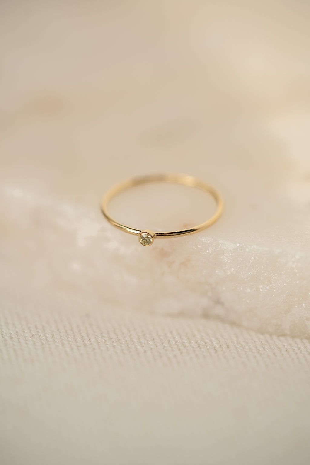 Lime Green CZ Gemstone Ring - 14K Gold Filled
