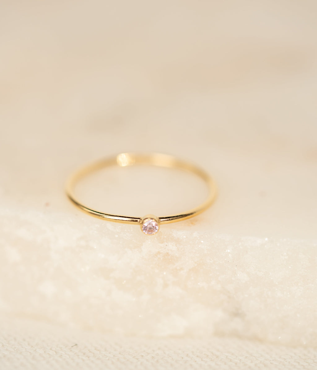 Pink CZ Gemstone Ring - 14K Gold Filled