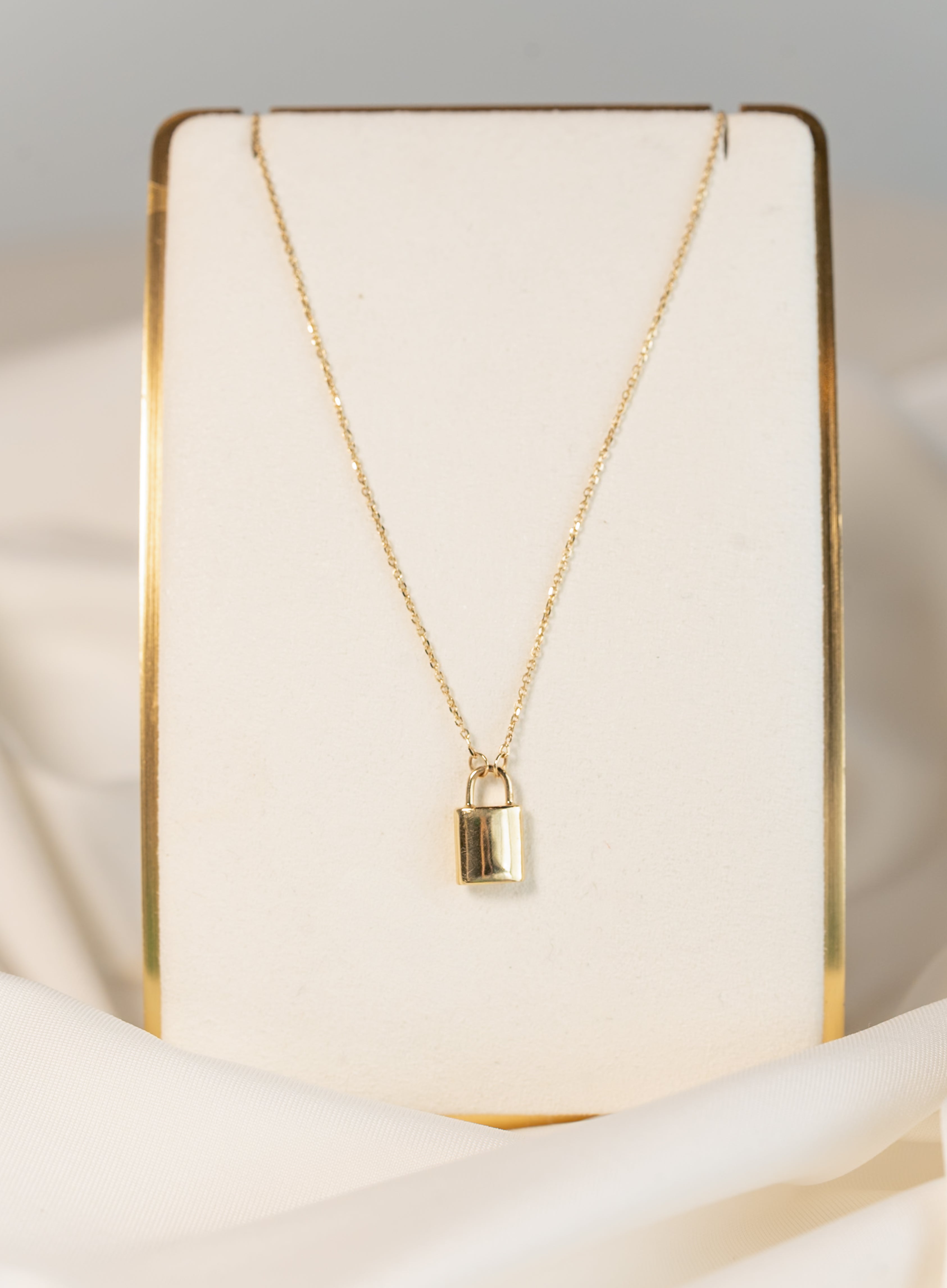 14K Gold Lock Necklace