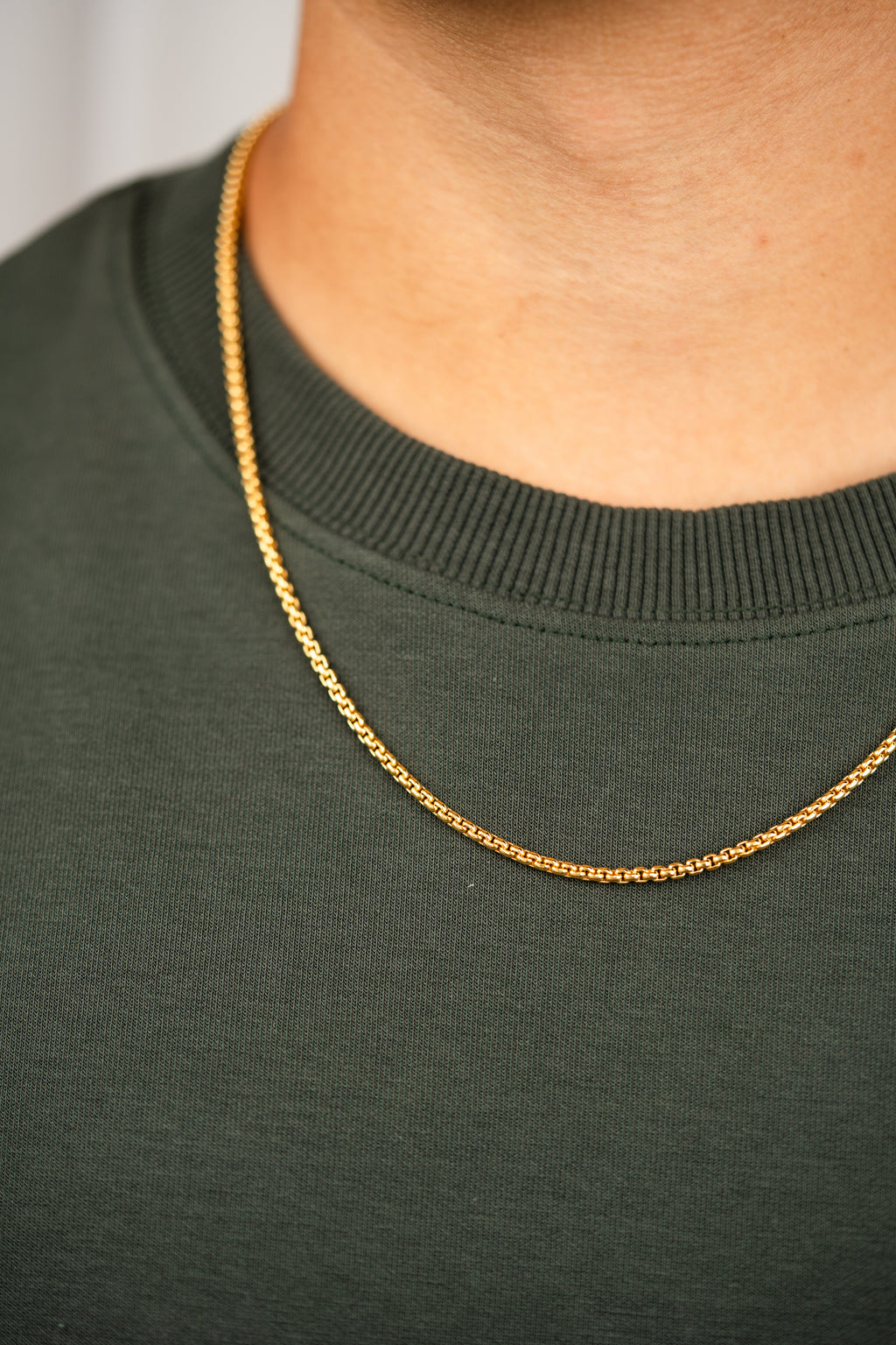 Men's Gold Box Chain Necklace