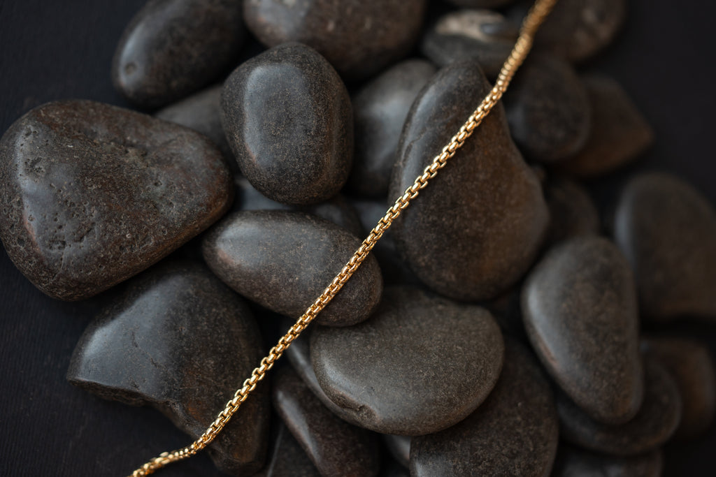 Men's Gold Box Chain Bracelet