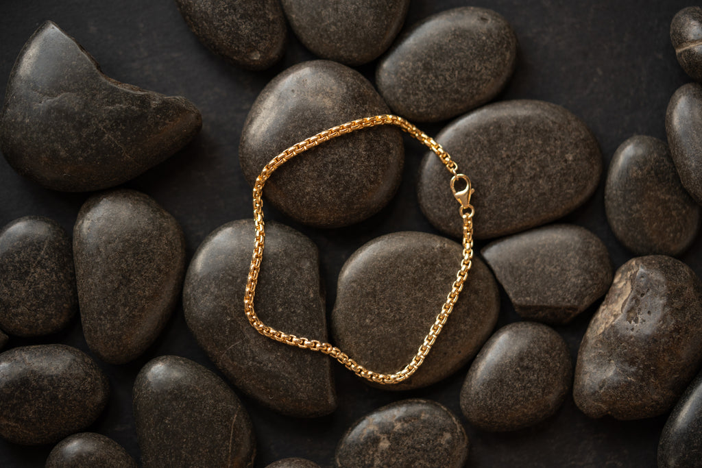 Men's Gold Box Chain Bracelet