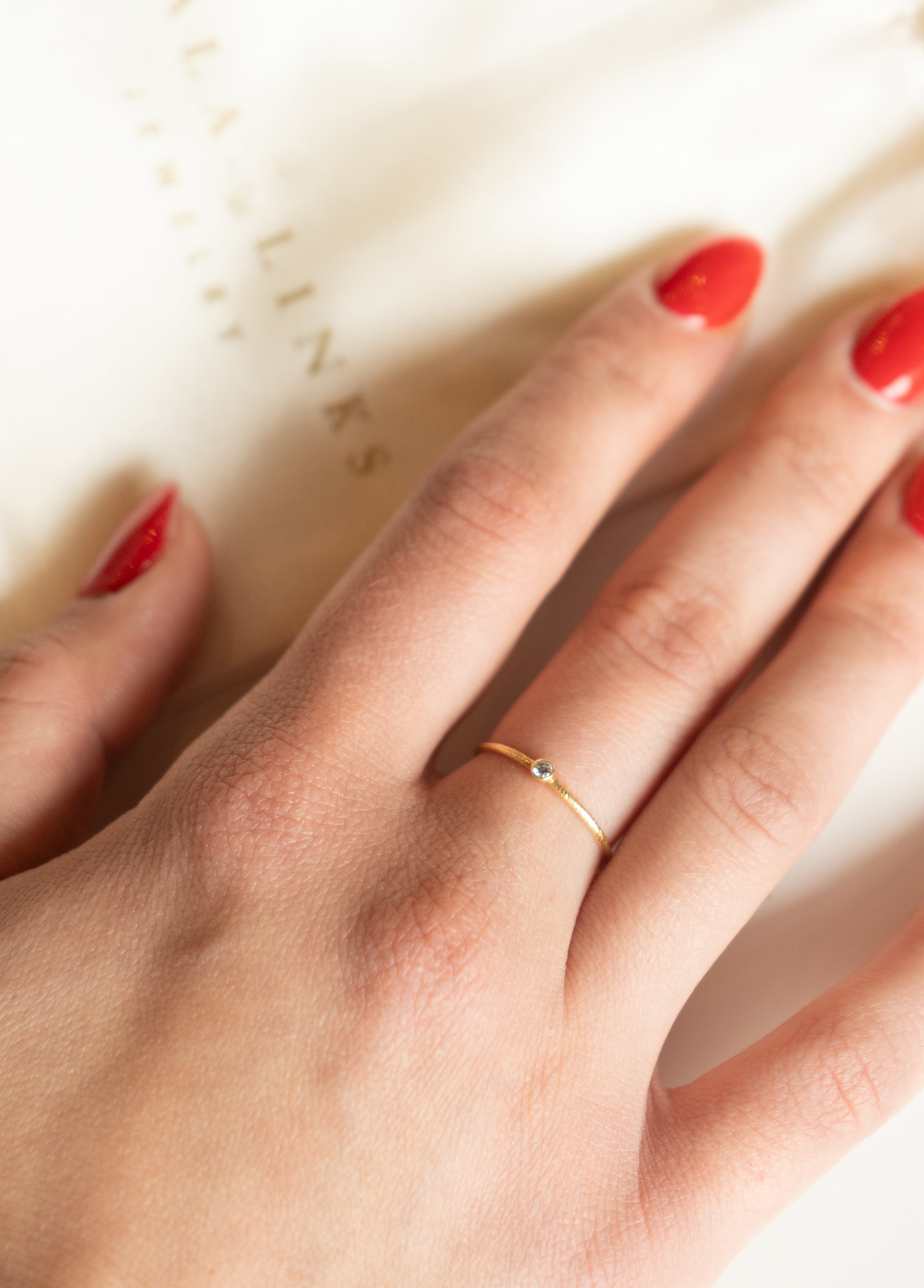 Textured Single Stone Ring