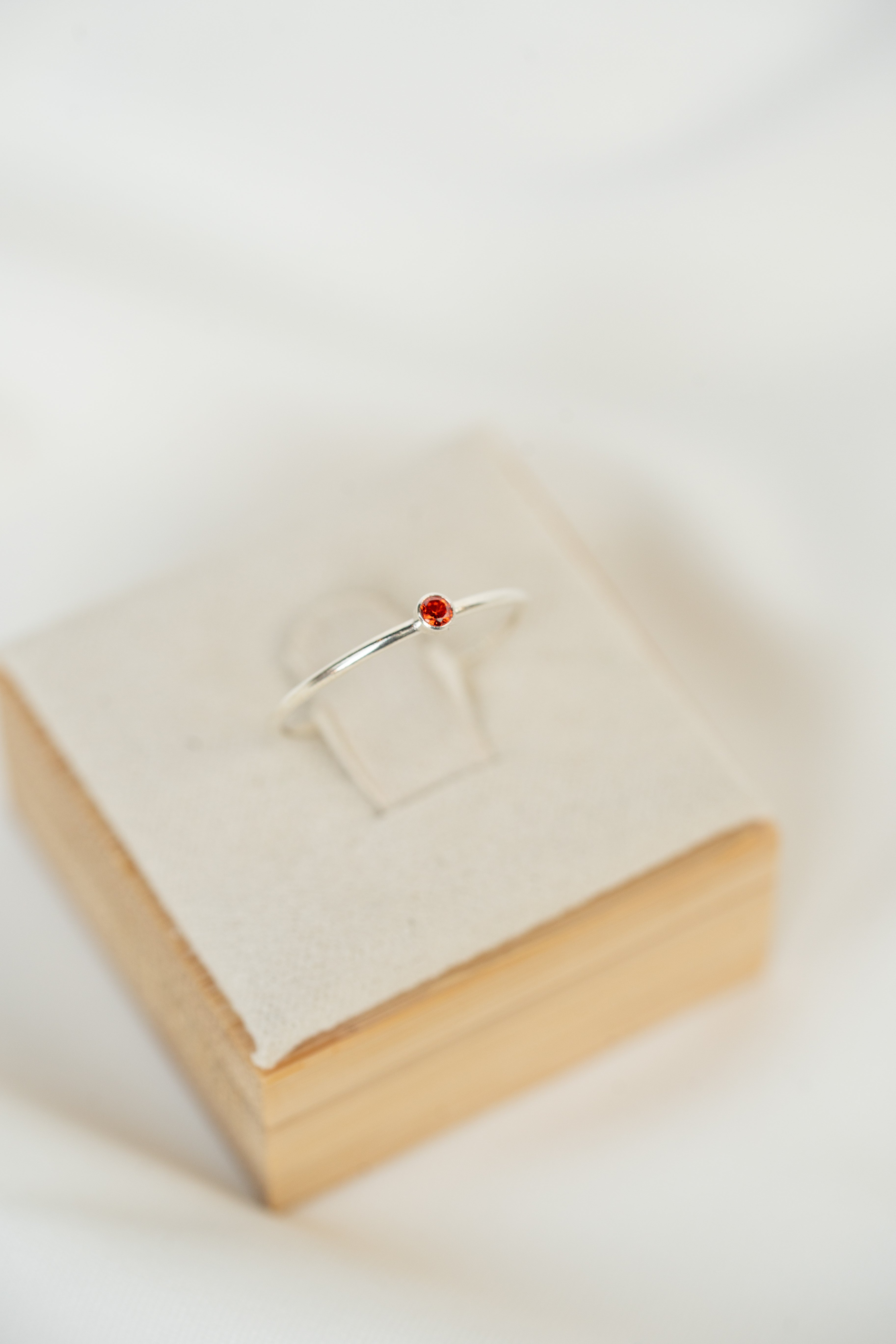 Light Red CZ Gemstone Ring