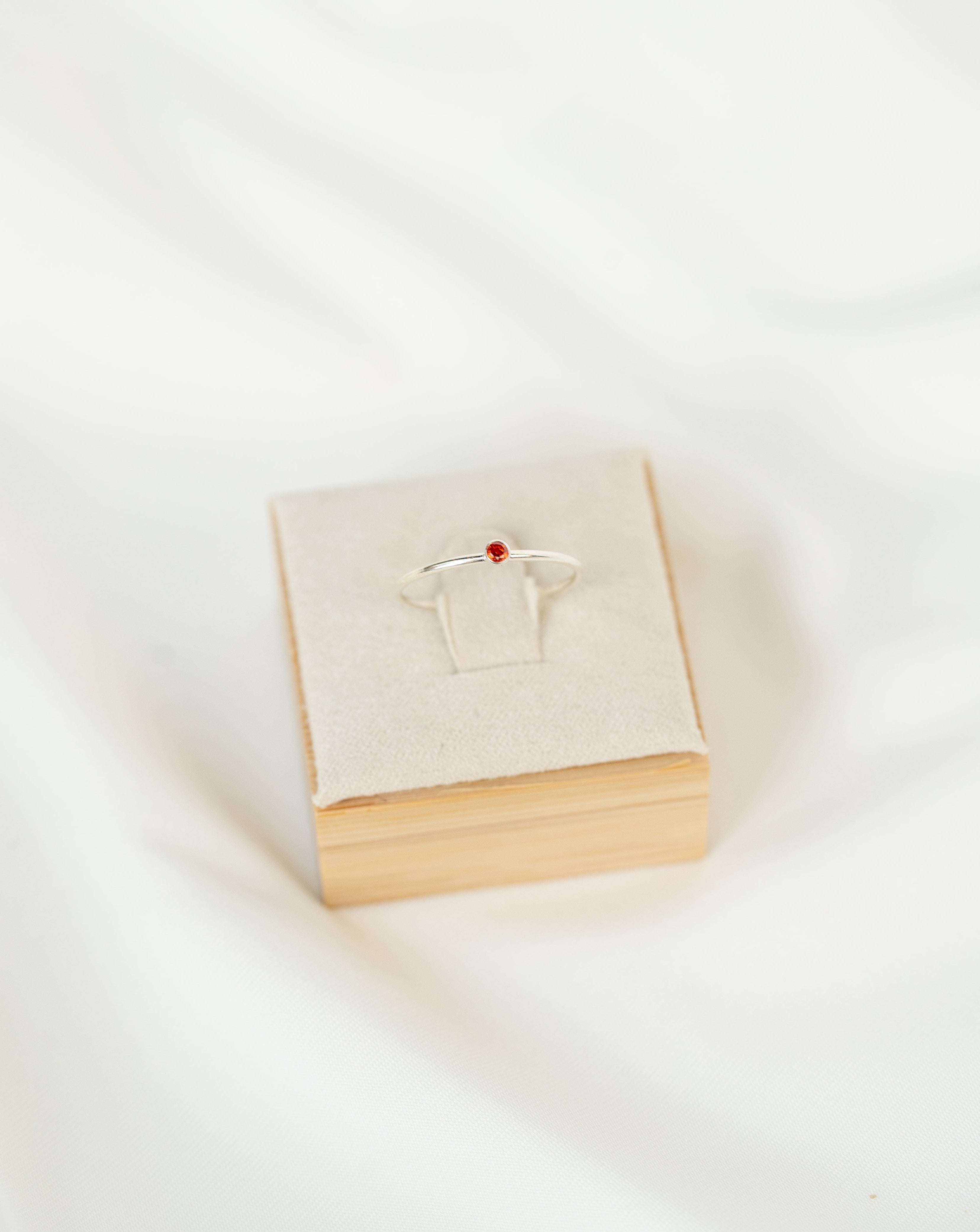 Light Red CZ Gemstone Ring