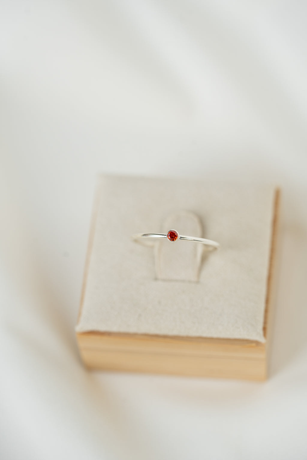 Light Red CZ Gemstone Ring