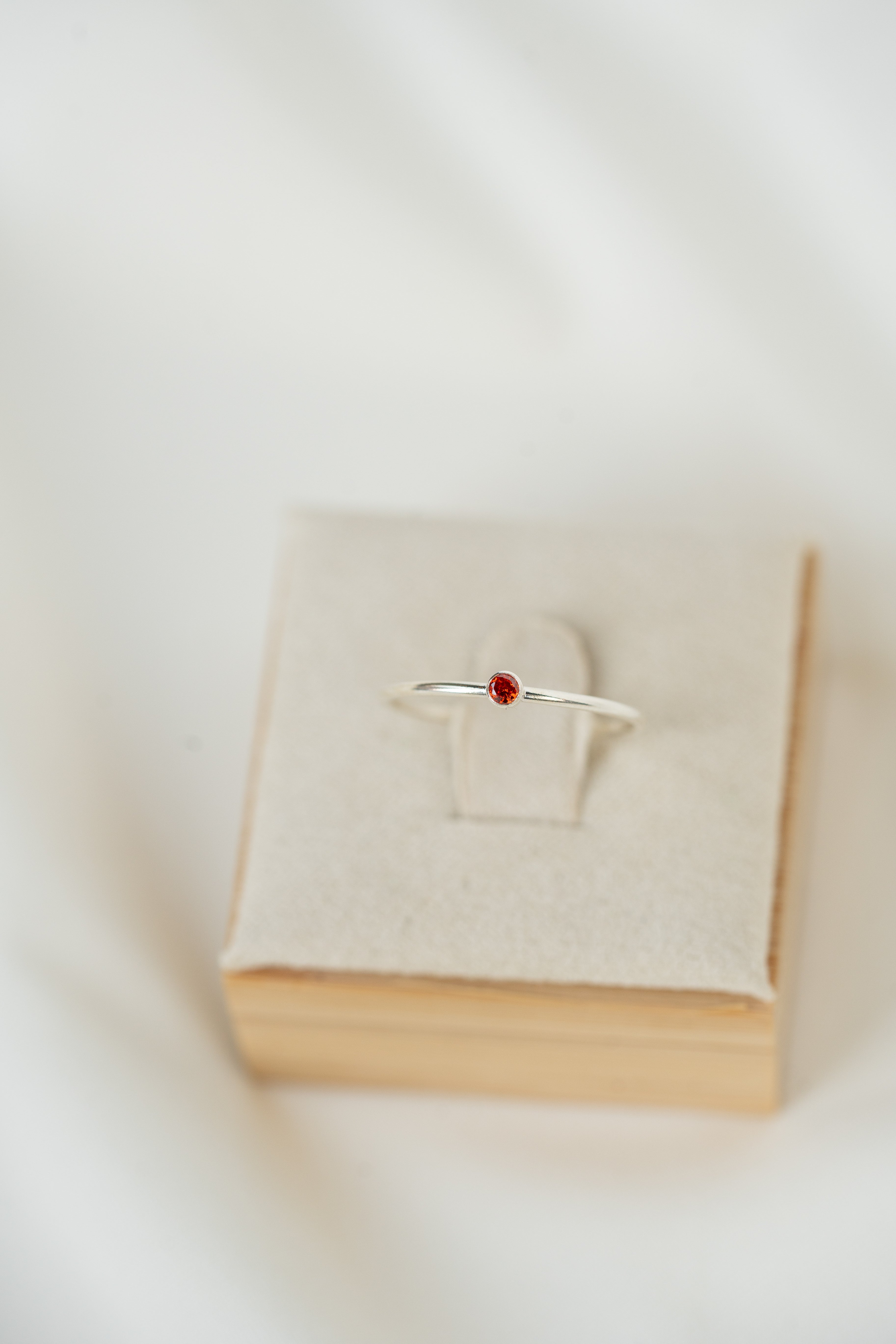 Light Red CZ Gemstone Ring